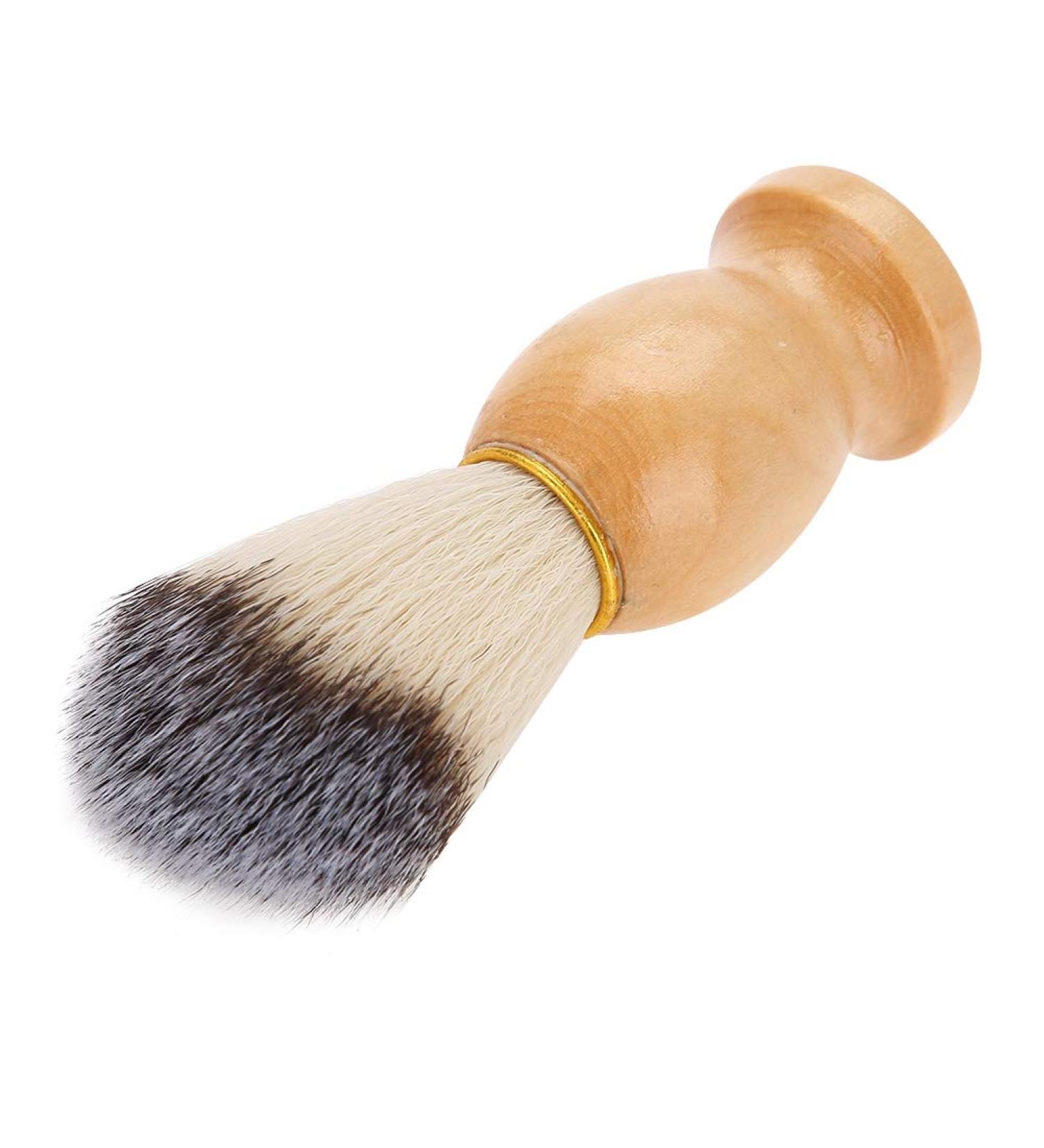 Portable Beard Shaving Brush - Soft Synthetic Hair & Wooden Handle | Travel Size Shaving Cream Accessory - Buy Online on GoSupps.com