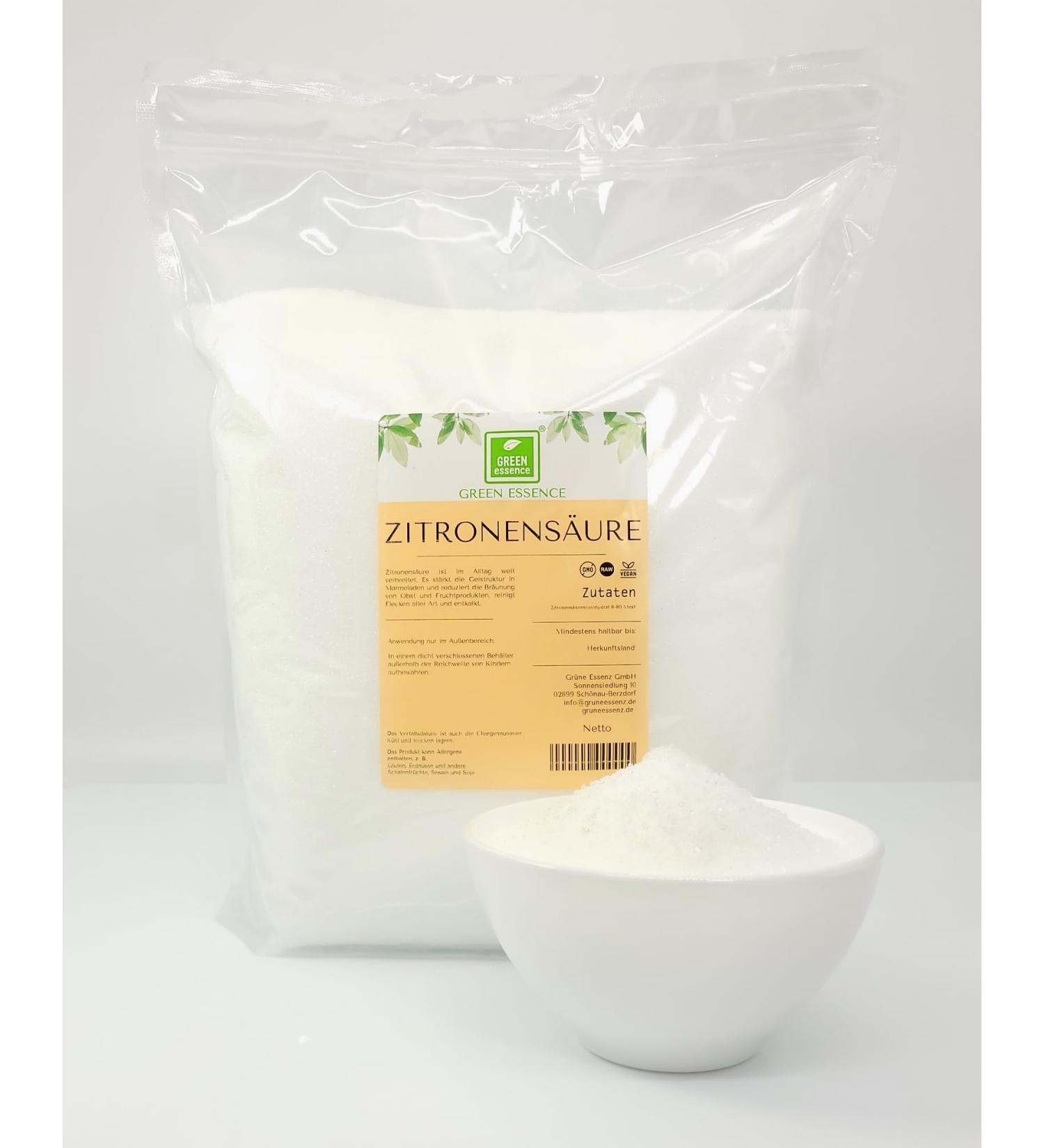 Citric Acid Powder 5kg - Food Quality for Cooking & Baking | Wash Fruits & Veggies | Green Essence - Buy Online on GoSupps.com