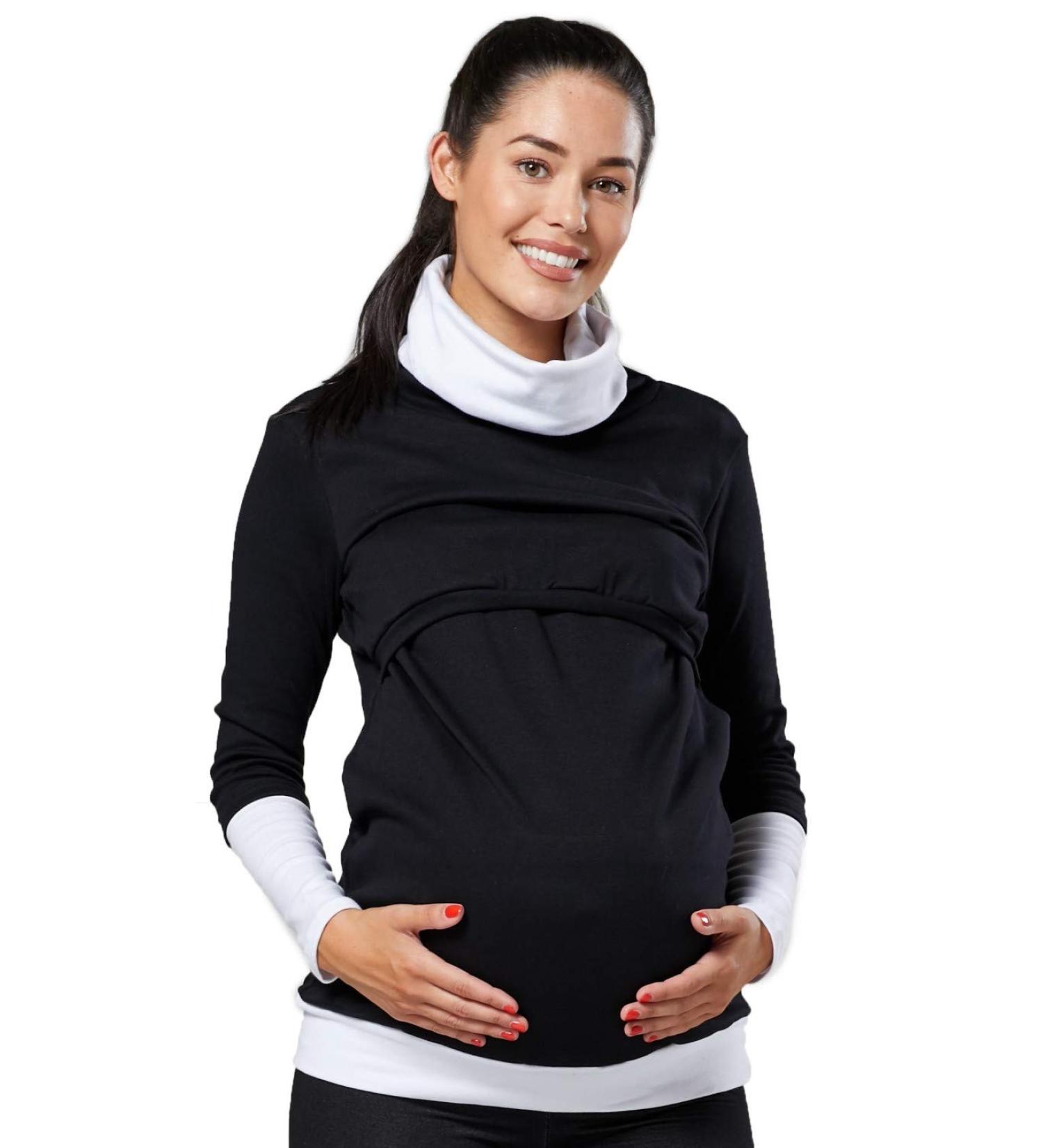 Happy Mama Maternity Nursing Jumper Sweatshirt 348 Black & White - Size 8-10 | Women's Boutique - Buy Online on GoSupps.com