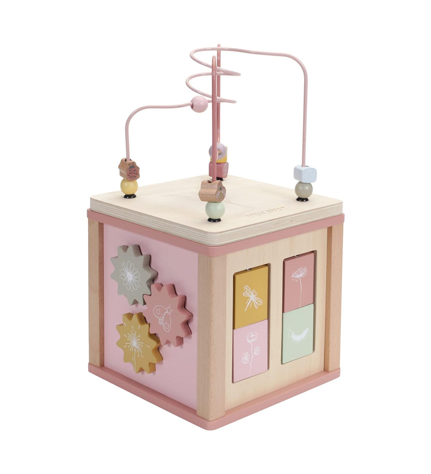 Buy Little Dutch 7114 FSC Wooden Activity Cube - Wild Flowers Pink | Enhance Motor Skills | International Shipping - Buy Online on GoSupps.com