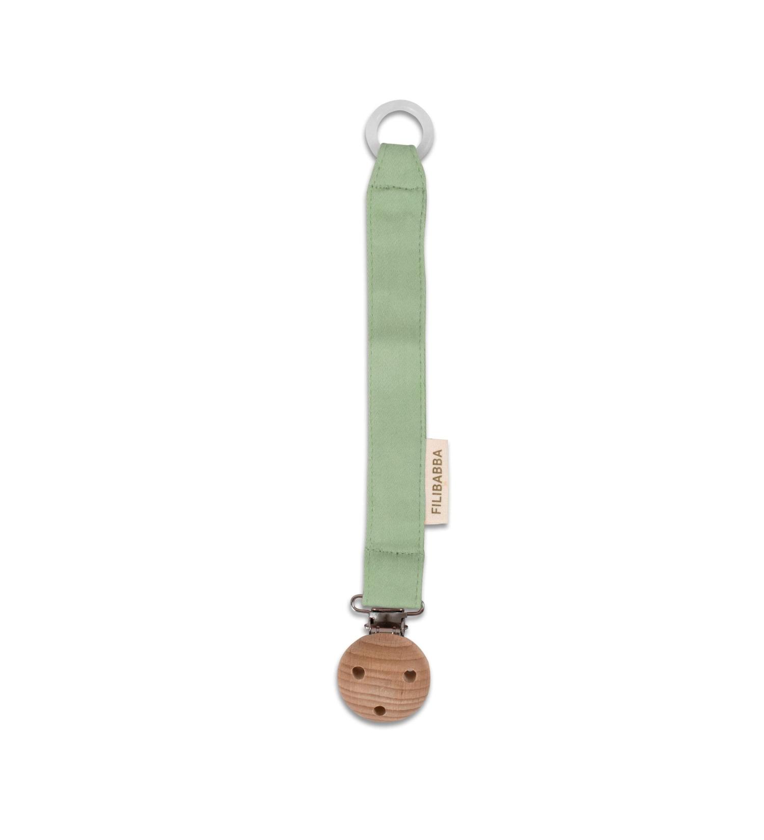Filibabba Organic Cotton Pacifier Chain | 21 cm | Nickel-Free Clips | Danish Design for Boys & Girls | Tender Green - Buy Online on GoSupps.com
