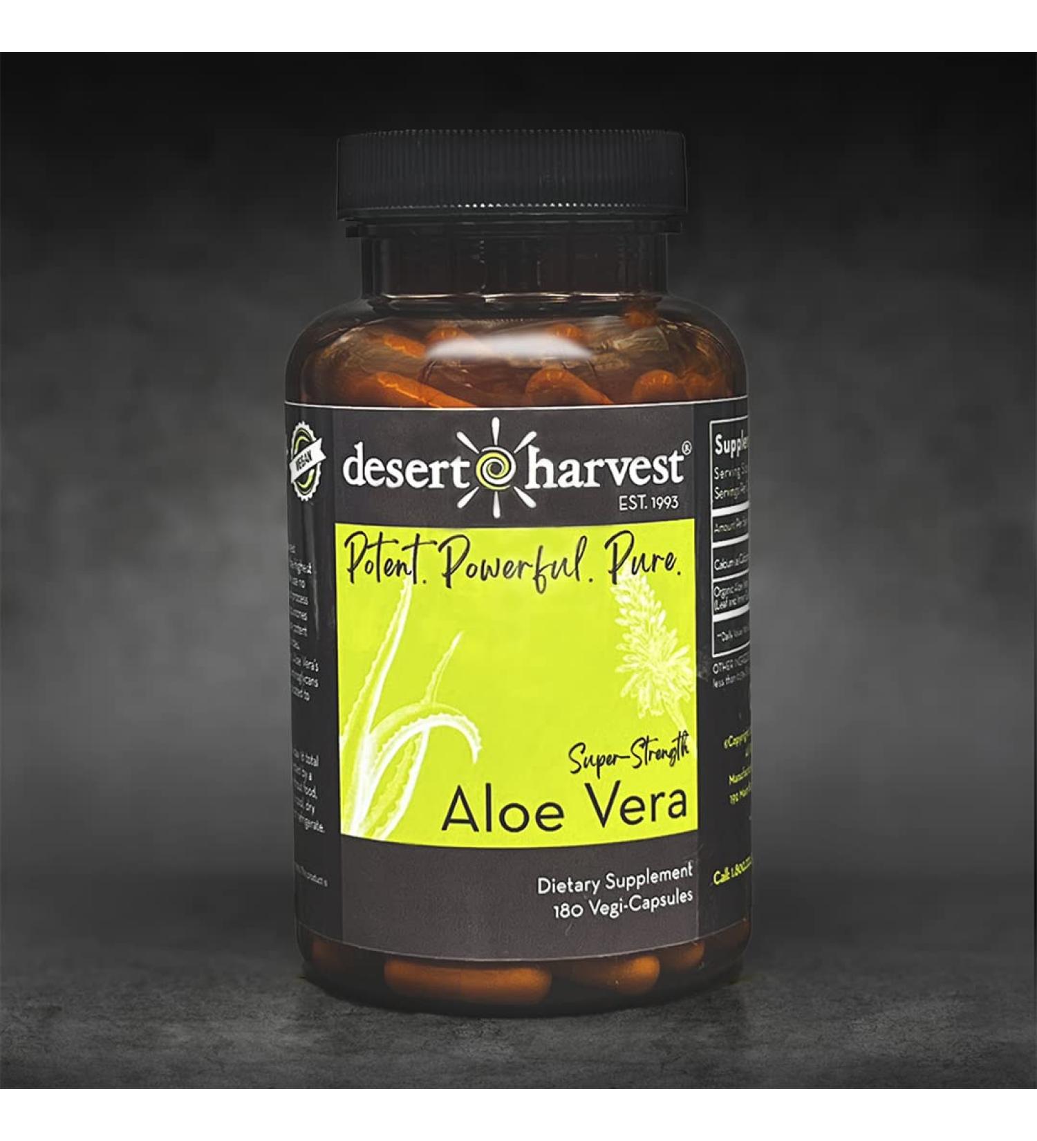 Desert Harvest Super-Strength Aloe Vera Capsules (180 Capsules w/ 600mg per Capsule)