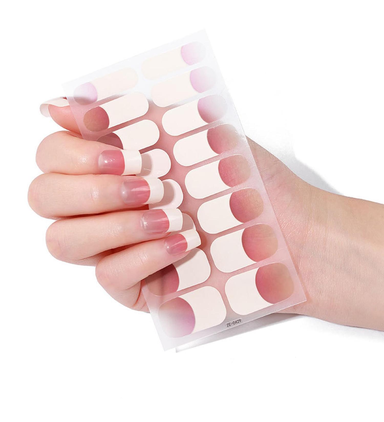 Semi Cured Gel Nail Strips - 20 High-Quality Self-Adhesive Wraps for French Manicure - Blush French Tips Included - Buy Online on GoSupps.com