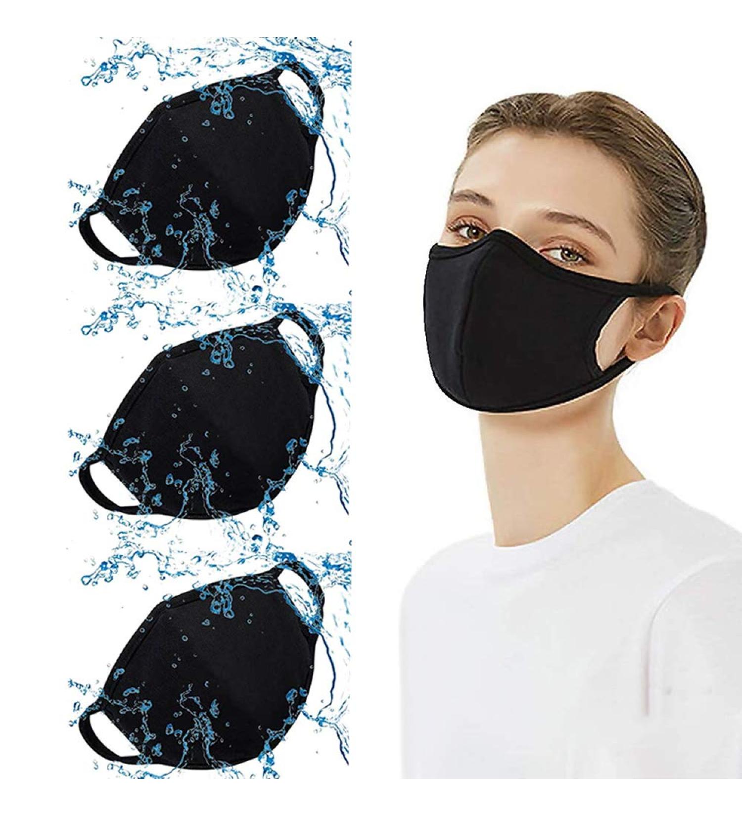 3 pcs Reusable and Washable Cotton Face M sk Bandanas for Adults (Black) - Buy Online on GoSupps.com