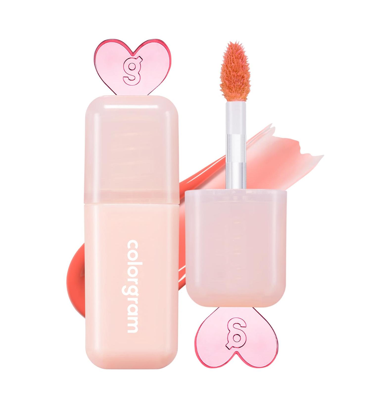 COLORGRAM Juicy Drop Tint 02 Peach Dew | Highly Pigmented Lip Gloss & Glowing Stain - Buildable Blendable Fruity Colors - Buy Online on GoSupps.com