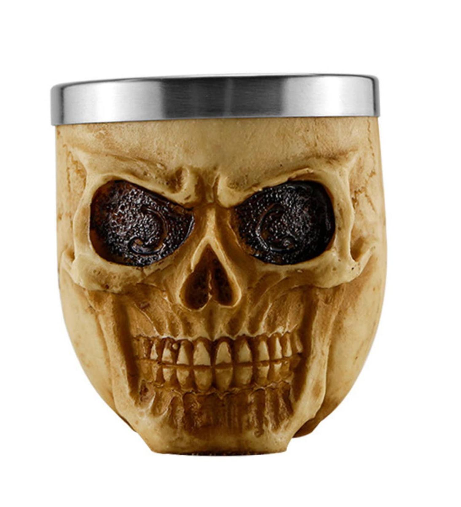 Stainless Steel Shaving Bowl Foaming Soap Bowl Facial Hair Beard Brush Mug Skull for Halloween Costumes - Buy Online on GoSupps.com