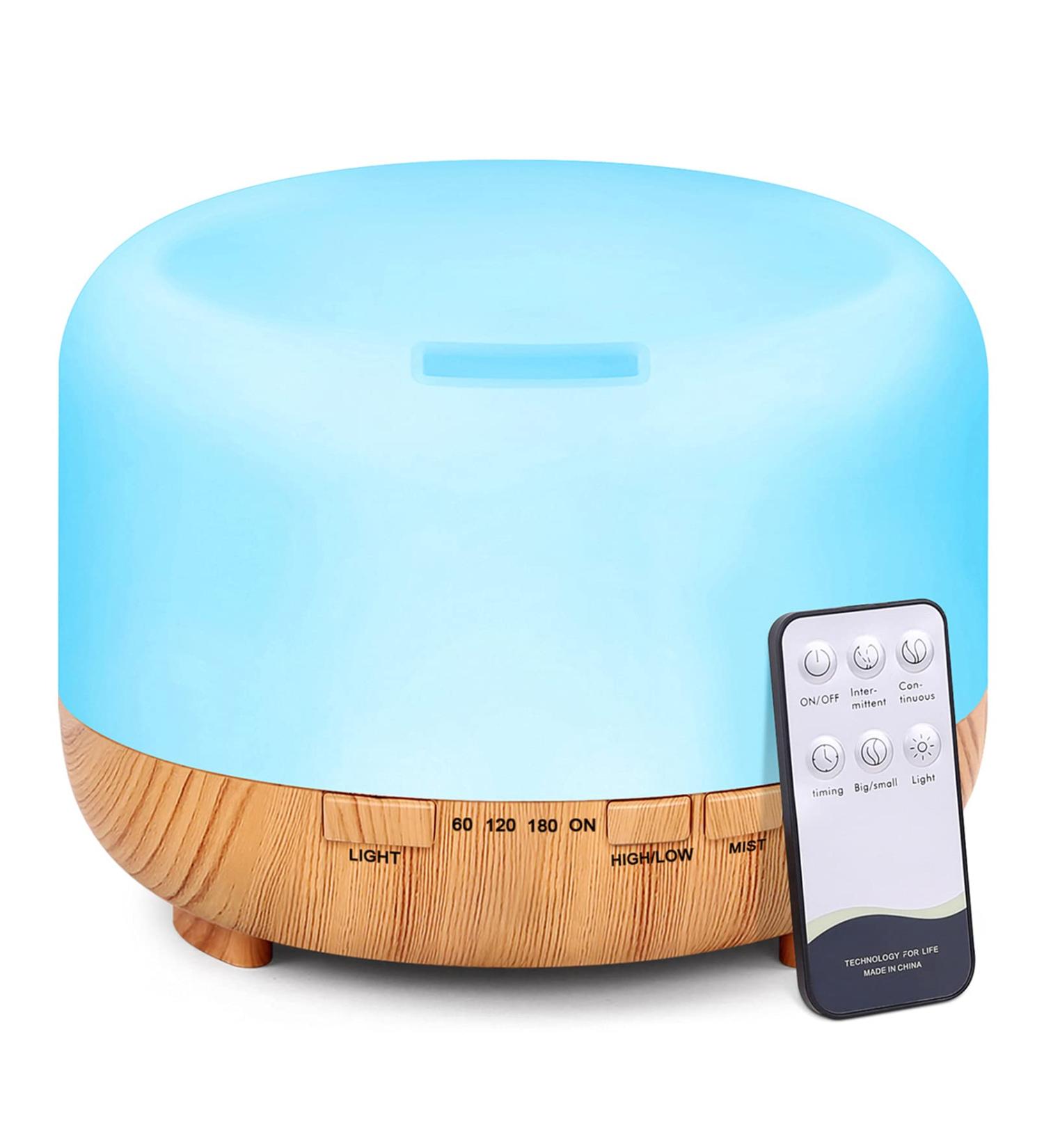 Moisturnt 500ml Aroma Diffuser with Remote Control - Ultrasonic Humidifier in Yellow Wood Grain | Enhance Your Space with Aromatherapy - Buy Online on GoSupps.com