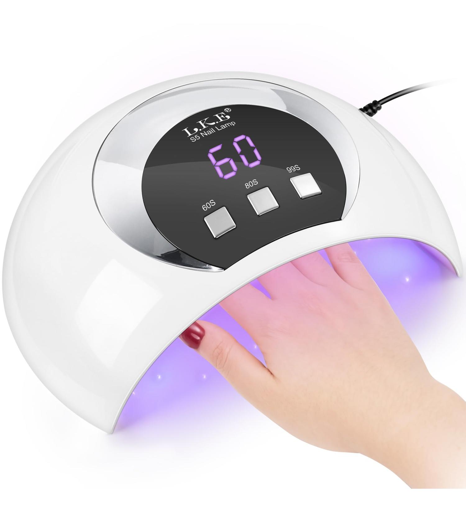 54W UV LED Nail Lamp for Gel Nail Curing | 3 Timers, LCD Display, Smart Sensor | USB Plug | Fingernail & Toenail Dryer (White) - Buy Online on GoSupps.com