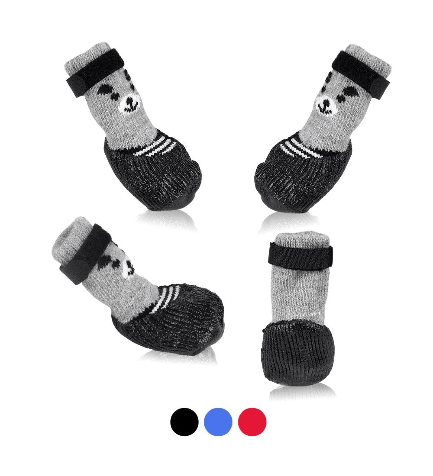 Tiny Dog Cat Boots Socks Small (Pack of 4) - Adjustable Waterproof Breathable Anti-Slip Sole for All Weather Paw Protection in Black - Buy Online on GoSupps.com