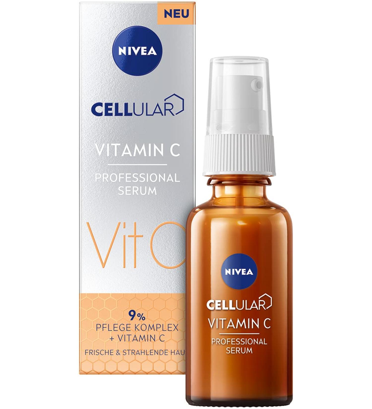 NIVEA Cellular Professional Vitamin C Serum (30 ml) moisturizing serum with vitamin C anti-wrinkle serum for a more even and radiant complexion - Buy Online on GoSupps.com