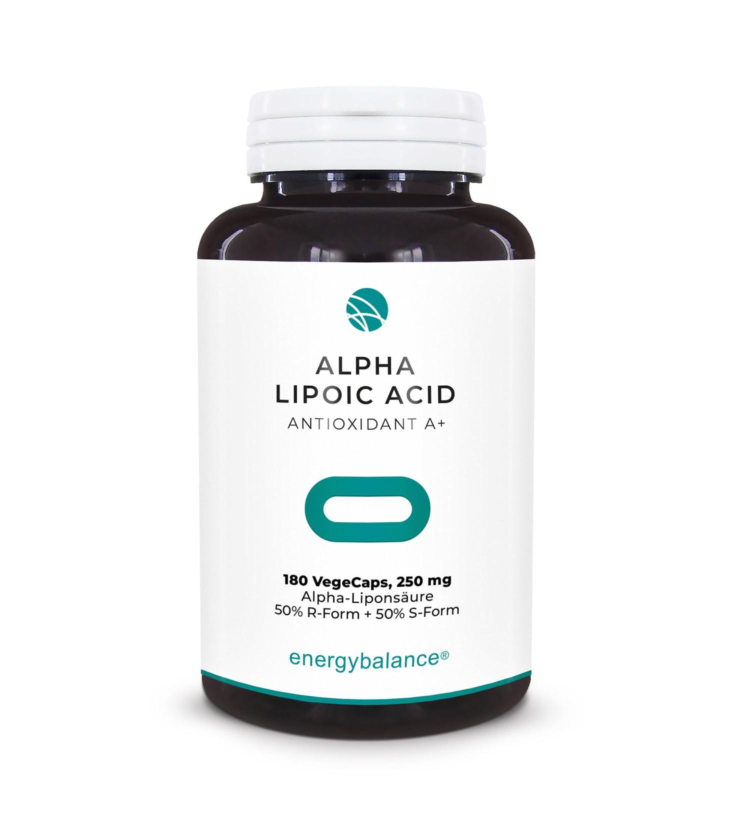 EnergyBalance Alpha Lipoic Acid Capsules - Vegan & Gluten-Free Antioxidants - 180 VegeCaps 250mg - Buy Online on GoSupps.com