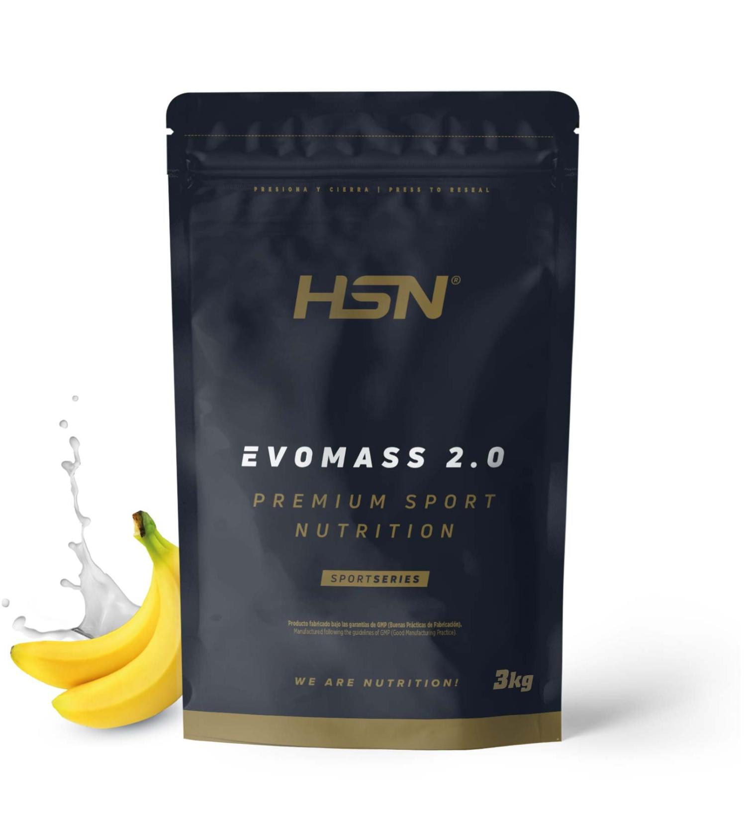  HSN HSN Evomass 2.0 Vegan Carbohydrate and Protein Smoothie | Banana Flavor 3 kg 30 servings per pack | Whey Protein and Milk Proteins | Creamy Texture | Non-GMO Gluten-Free - Buy Online on GoSupps.com