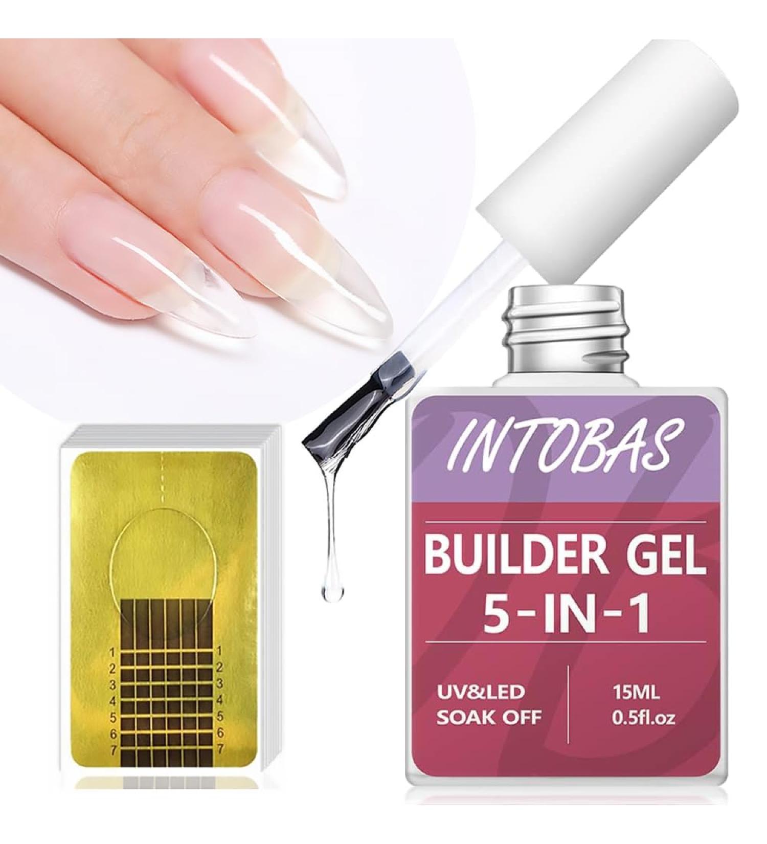 Intobas 5-in-1 Clear Builder Gel for Nails - UV/LED Nail Polish 100 Shapes Extensions & Nail Art - Buy Online on GoSupps.com