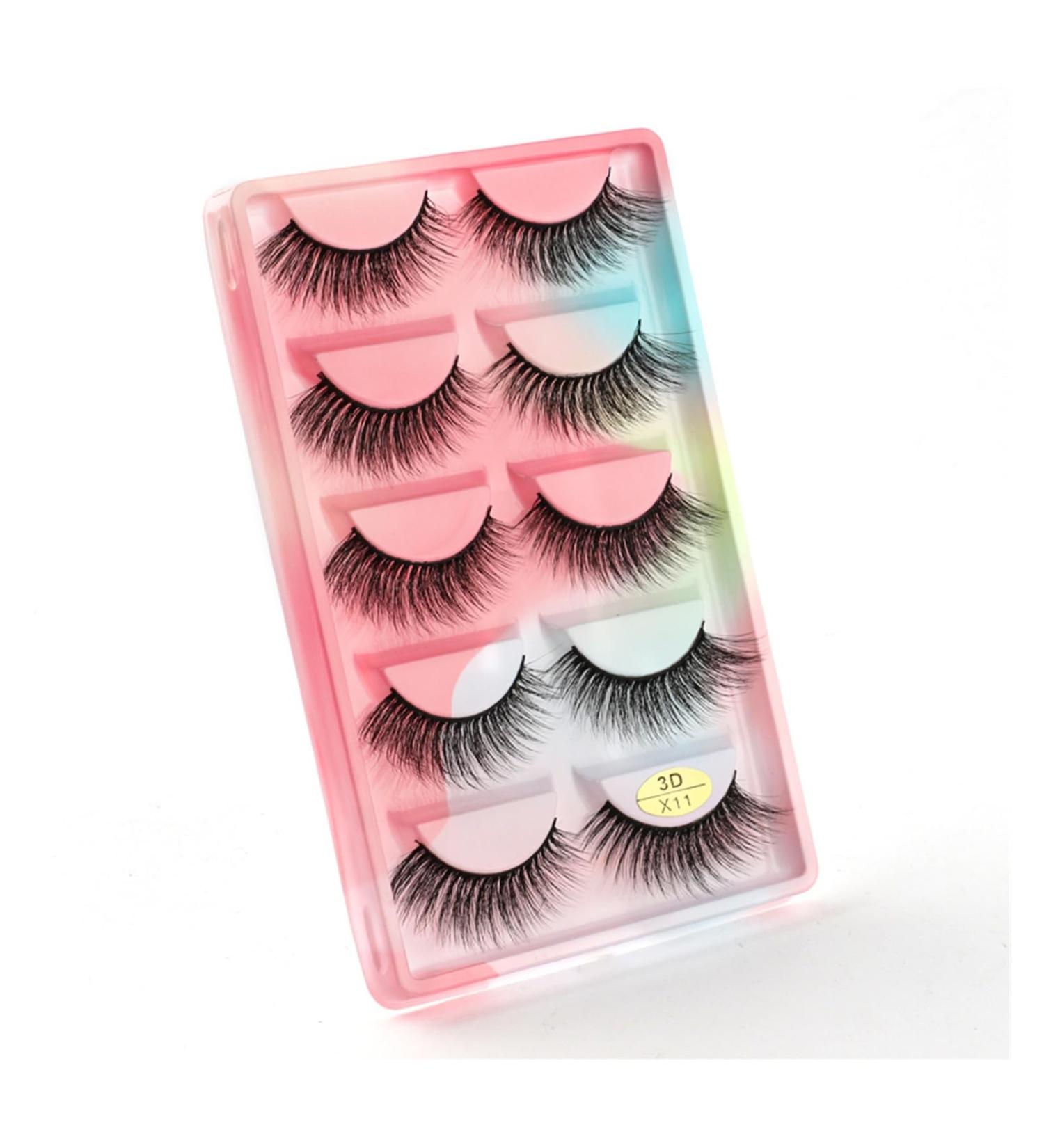 UAMOU 10/50/100 Boxes Mink Eyelashes Fluffy 3D Mink Lashes Makeup Natural Long Volume False Eyelashes Bulk Faux Cils Custom Cheerfully (Color : 5 Pairs X11CS Size : 10 Boxes) - Buy Online on GoSupps.com