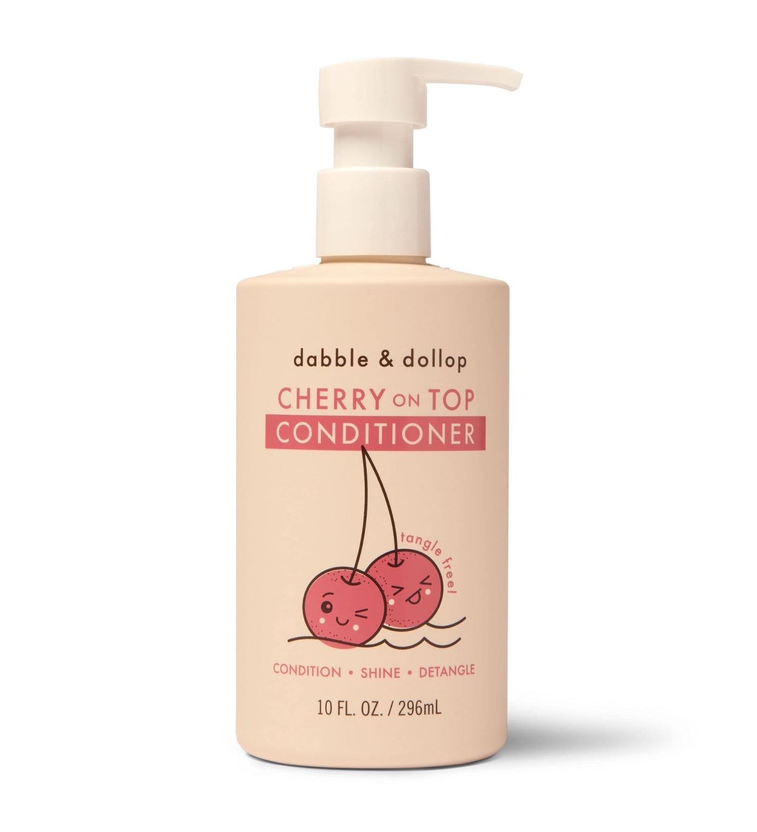 Dabble & Dollop Cherry on Top Kids Conditioner - Natural Shine & Detangler | 100% USA-made, Paraben & Sulfate Free, Vegan, Gluten-free, Tear-Free | 10oz - Buy Online on GoSupps.com
