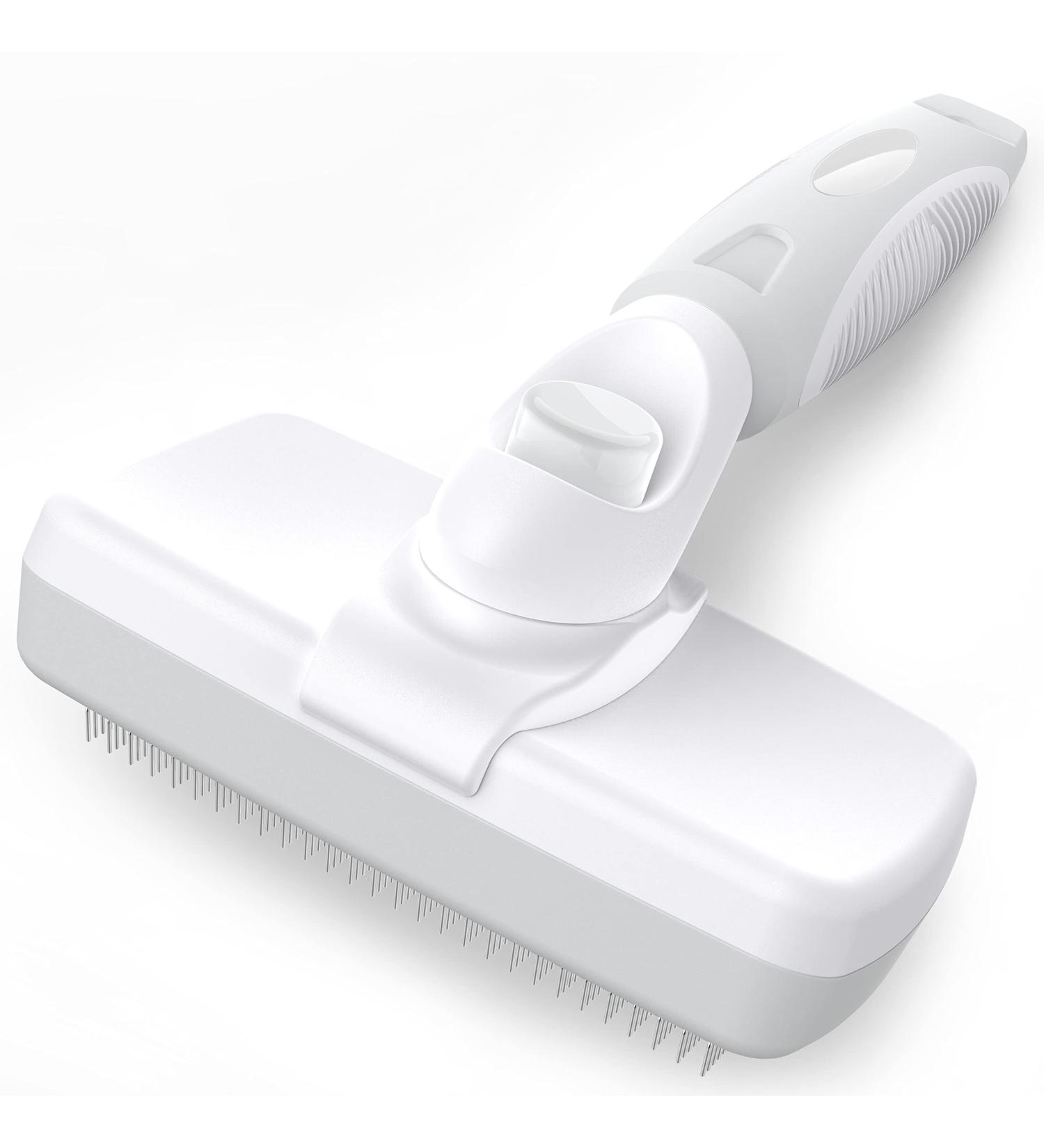 Crala Self Cleaning Slicker Brush- Pet Grooming Shedding Tool for Short & Long Haired Dogs & Cats- Removes Loose Undercoat, Mats & Tangles- White - Buy Online on GoSupps.com