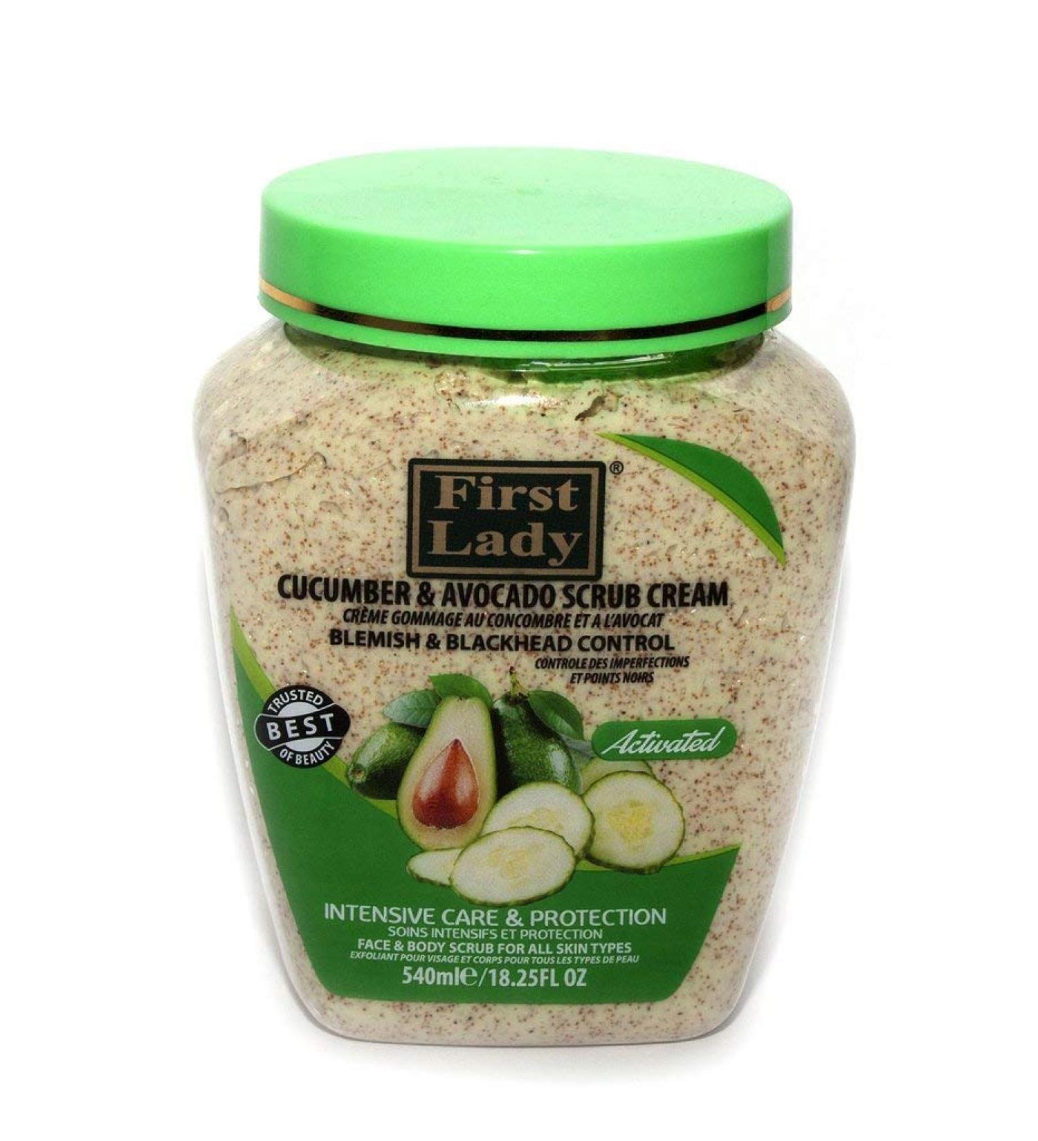 First Lady Activated Cucumber & Avocado Scrub Cream 540 ml Blemish & Blackhead Control Face & Body