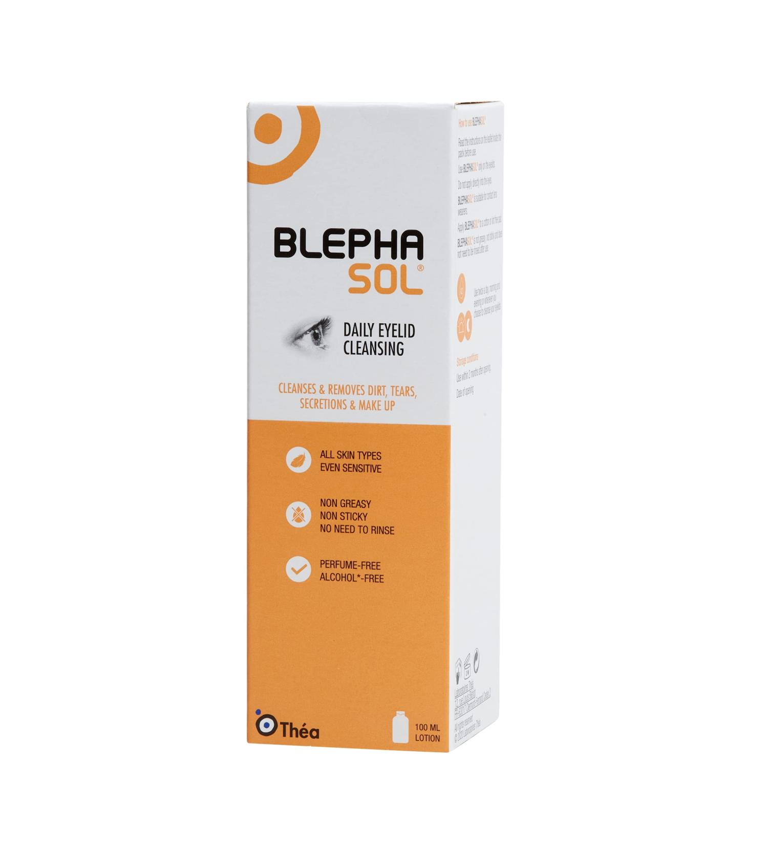 2 x Blephasol 100ml Sensitive Eyelids Eye Lotion & Cotton Pads by Thea