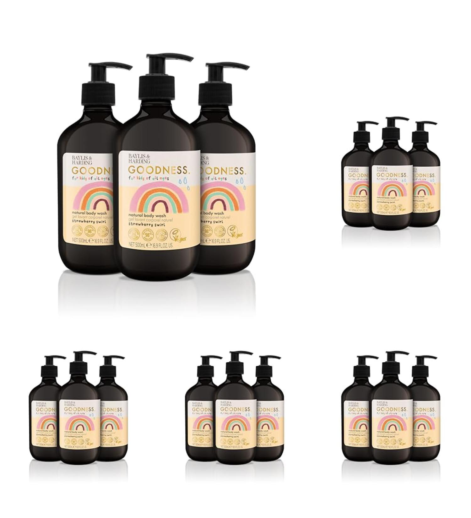 Baylis & Harding Goodness Kids Strawberry Swirl Natural Body Wash 500 ml (Pack of 15) - Vegan Friendly Strawberry Swirl Body Wash 500 ml (Pack of 15) - Buy Online on GoSupps.com