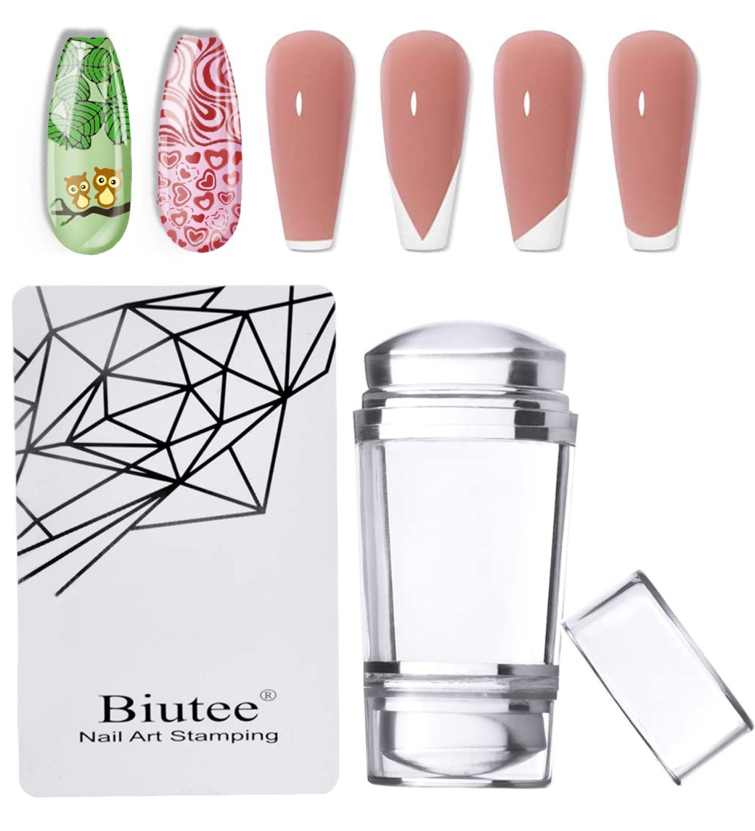 Biutee Nail Art Stamper with Scraper | Double Head Silicone Transparent Stamp for French Smile Lines - Perfect Nail Art Tools - Buy Online on GoSupps.com