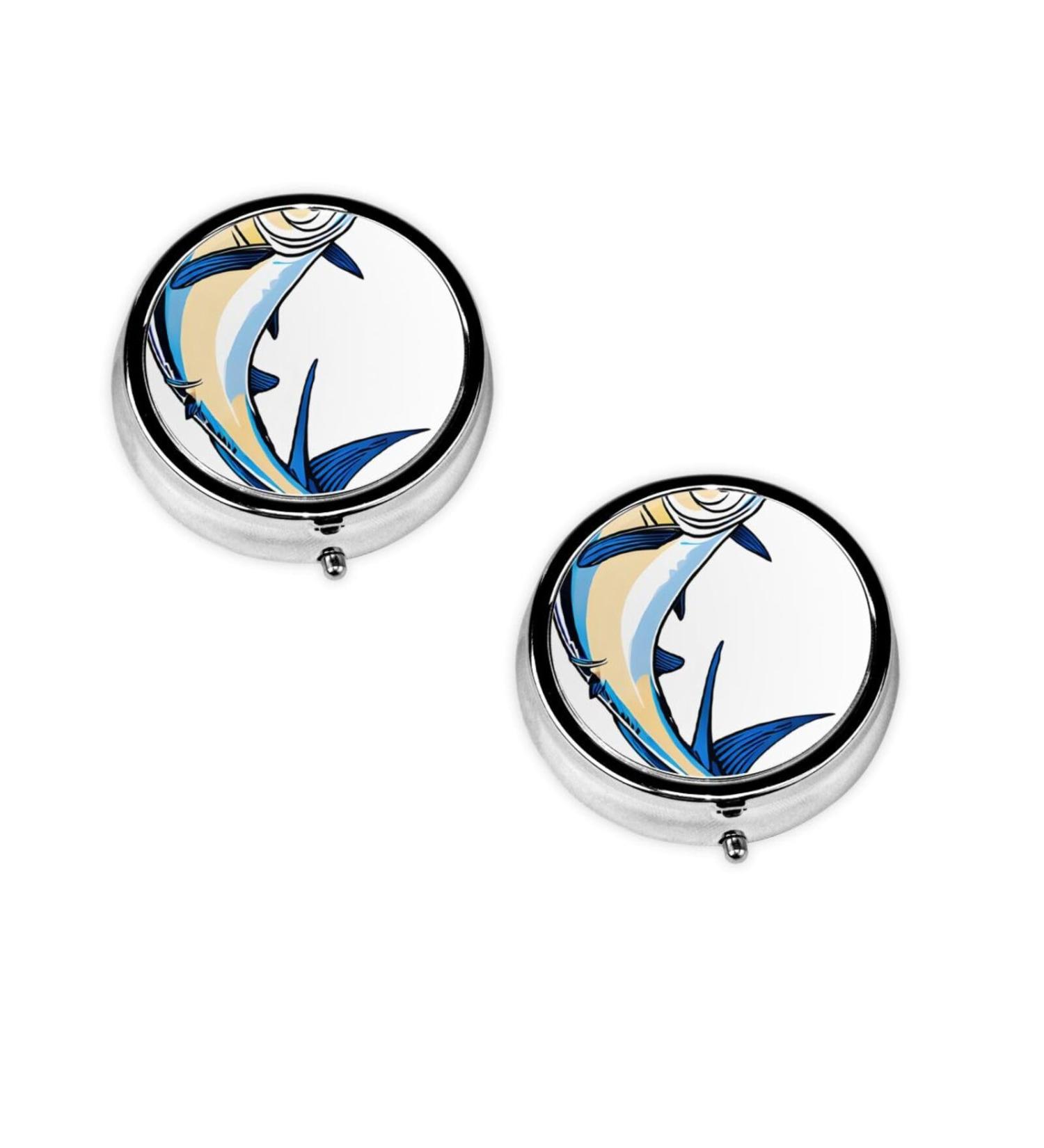 Fish Printed Mini Round Pill Box | 3 Compartment Portable Pill Organizer | Travel Medicine Case for Home & Office - Buy Online on GoSupps.com