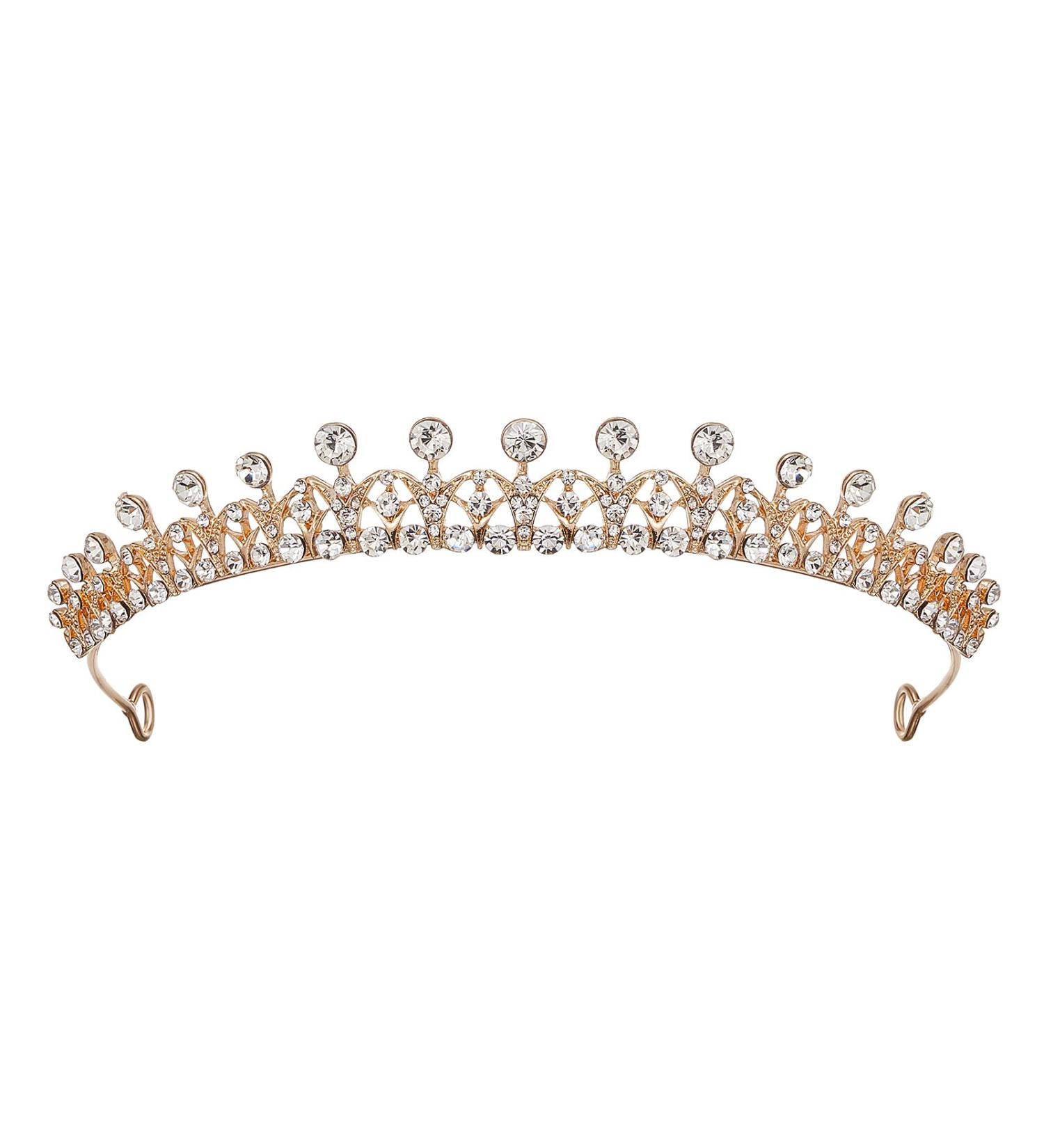 AW BRIDAL Gold Princess Tiara for Women and Girls - Wedding Headband Hair Accessories - Buy Online on GoSupps.com