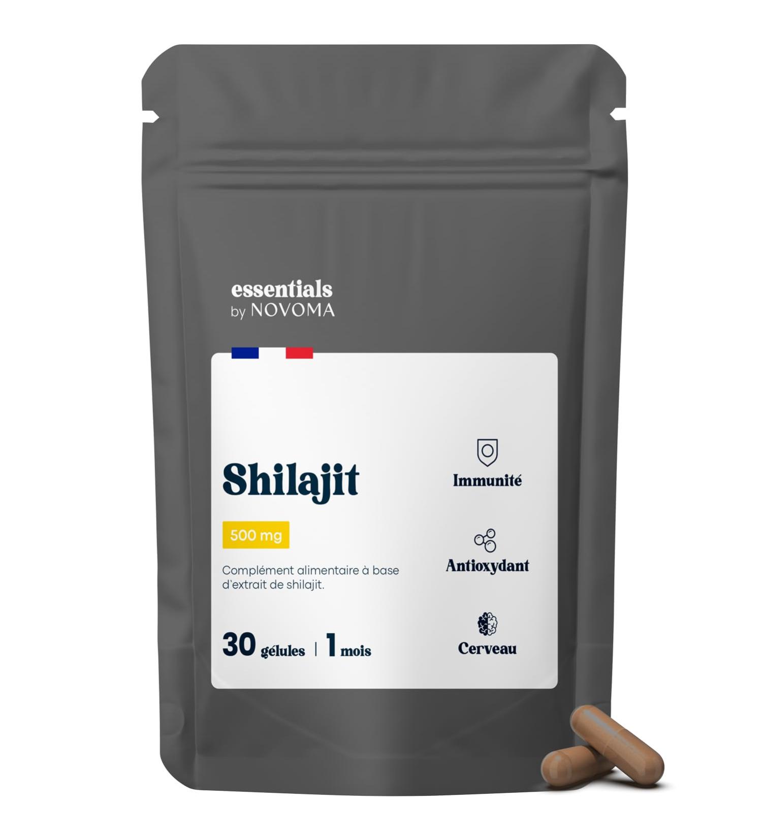 Shilajit Pure 500mg 50% Acides Fulviques Compl ment Naturel pour l'Immunit & Cognition 30 G lules Cure de 1 mois Fabriqu en France Essentials by Novoma Shilajit - Essentials By Novoma - Buy Online on GoSupps.com