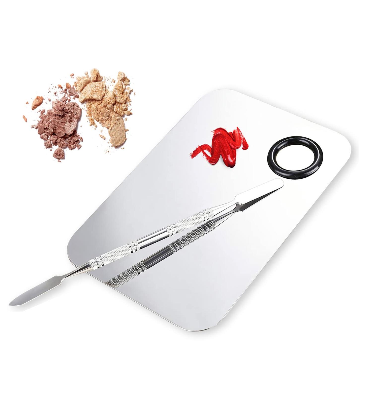 ALIOBC Stainless Steel Makeup Mixing Palette with Spatula - Artist Tool for Foundation and Nail Art - Buy Online on GoSupps.com