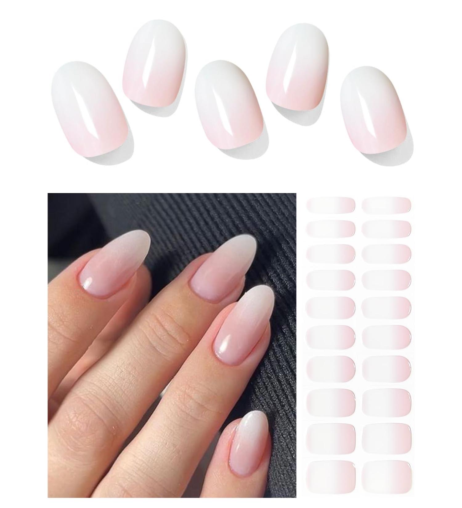 Buy Ombre Pink Semi Cured Gel Nail Strips - 20 PCS | Salon Quality Gradient Nail Stickers | Easy Application UV Light Required - Buy Online on GoSupps.com