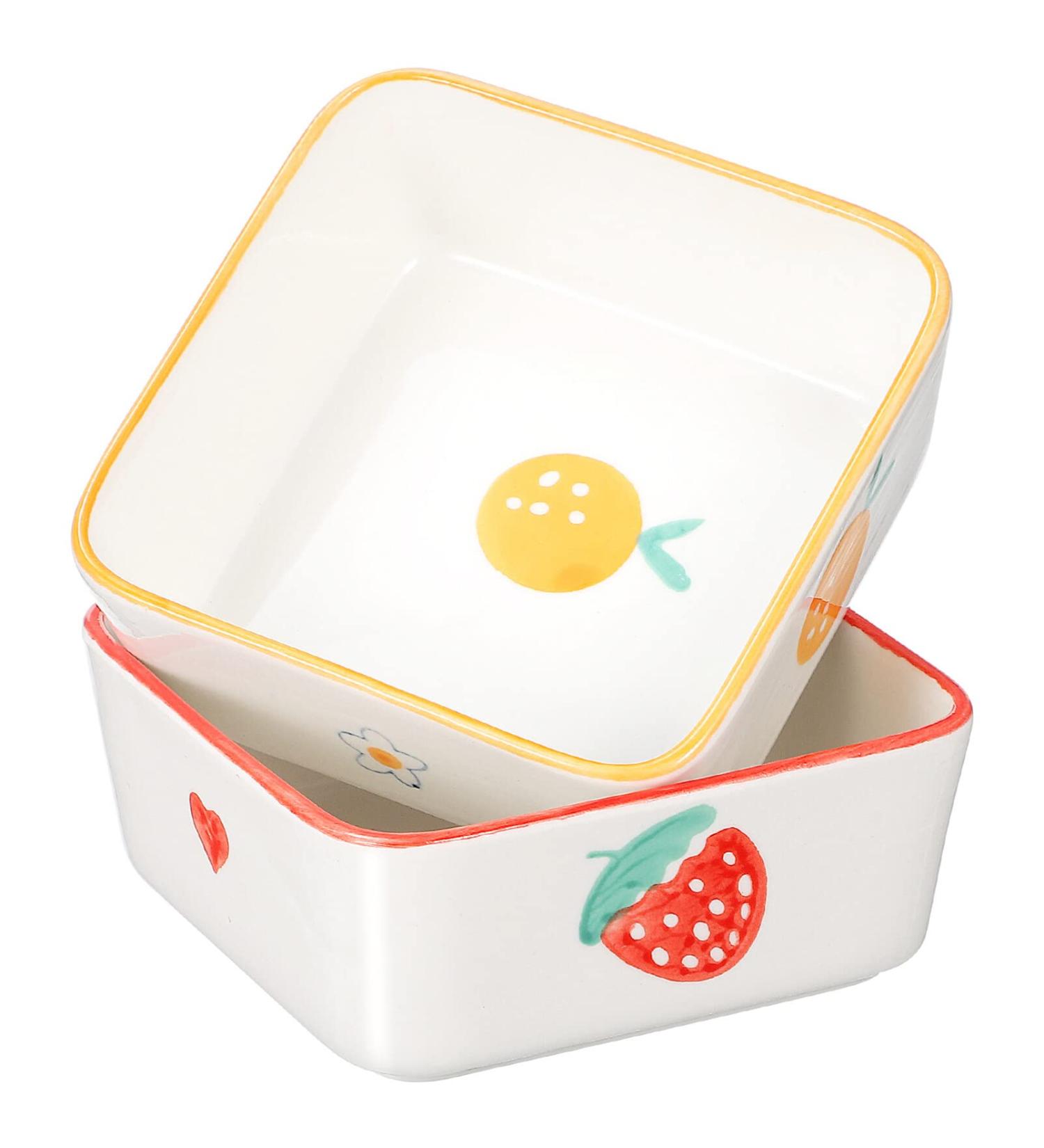 Ceramic Rat, Hamster, Rabbit, Guinea Pig Food Bowl Set - 2pcs, Cute Plates, Water Dish for Bunny, Gerbil, Ferret, Chinchilla - Buy Online on GoSupps.com