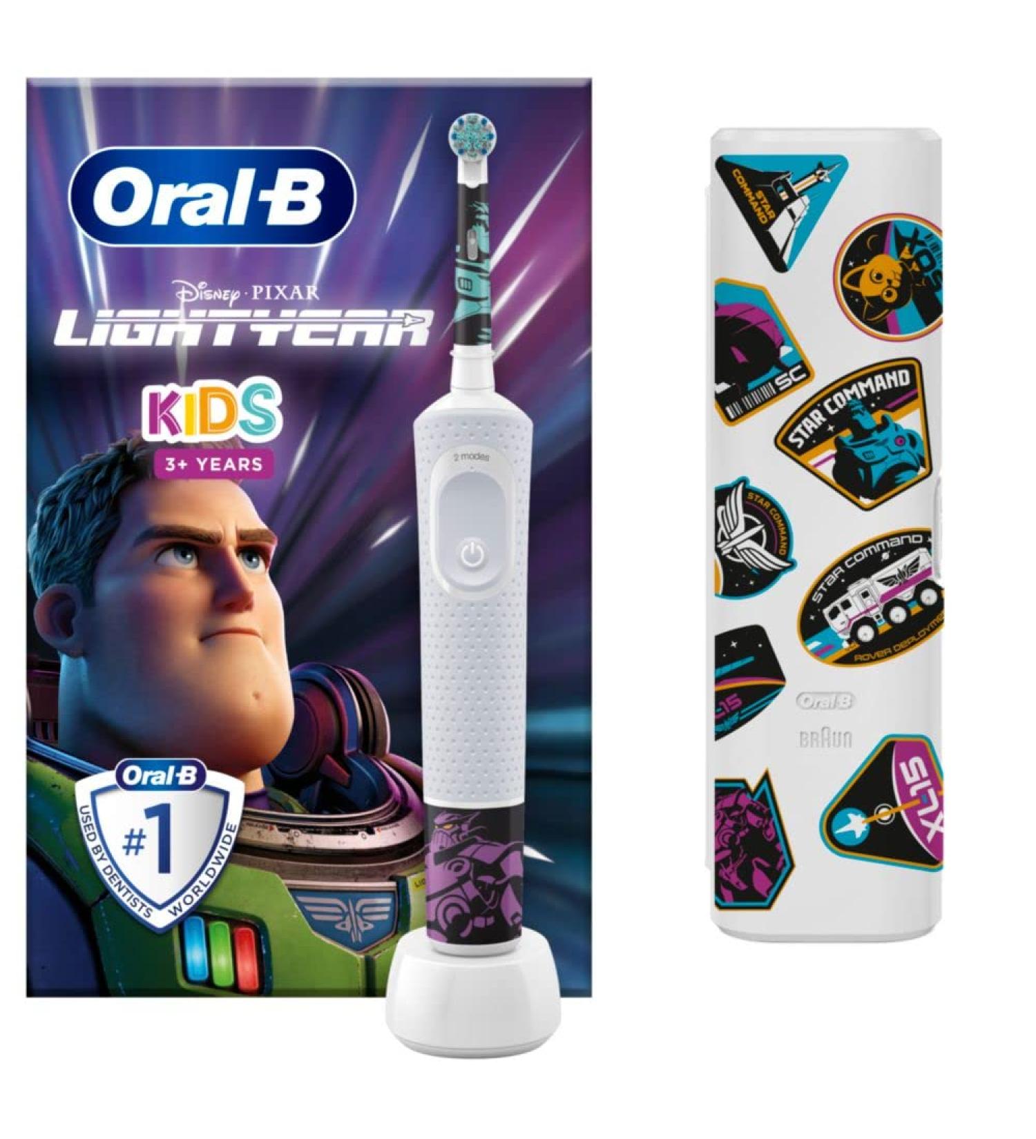 Buy Oral-B Vitality Kids Electric Toothbrush - Rechargeable with Disney Lightyear Travel Case & Tech for Ages 3+ - Buy Online on GoSupps.com