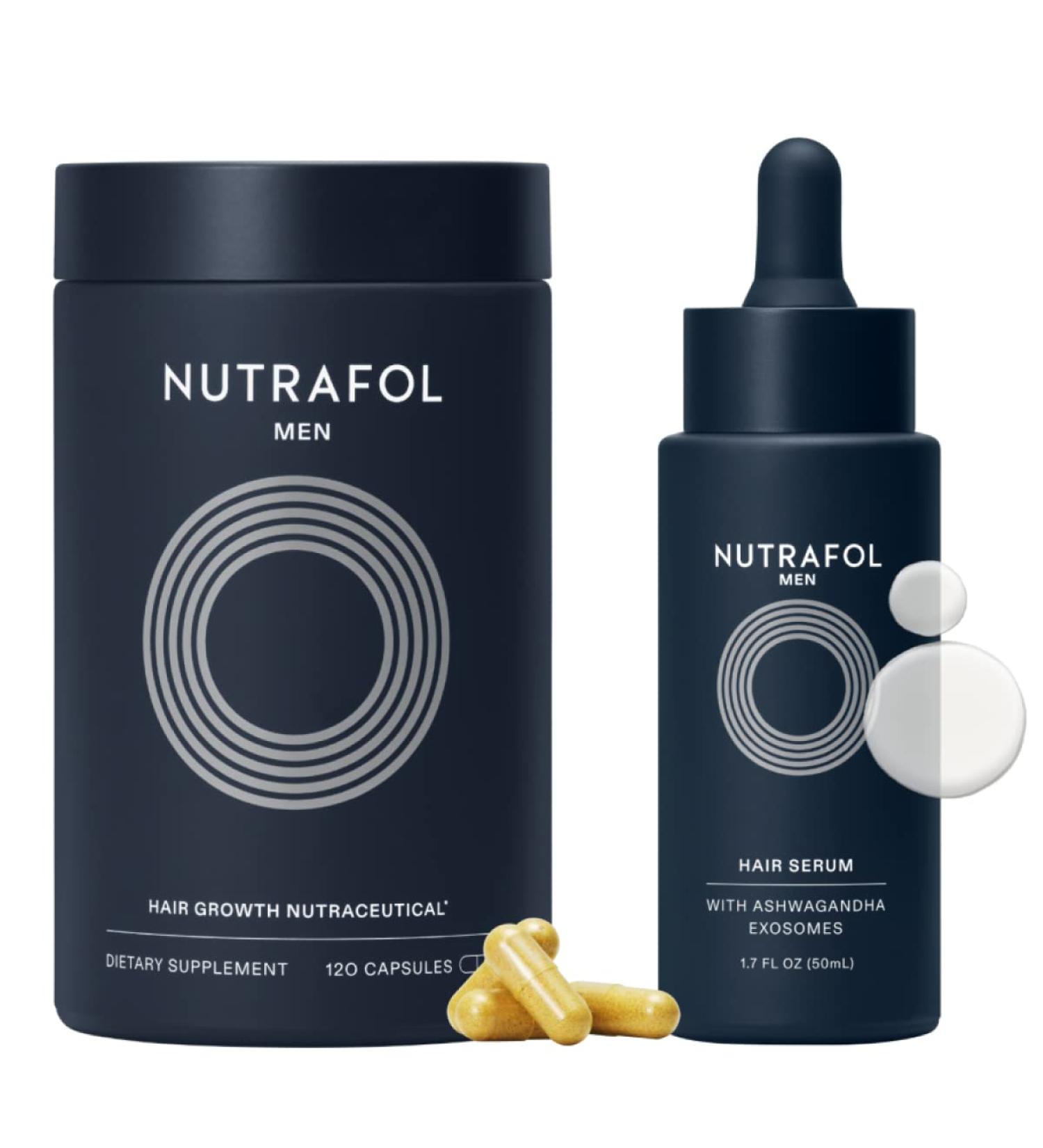 Nutrafol Men's Hair Growth Supplement & Serum - Clinically Tested for Thicker & Stronger Hair - 1 Month Supply - Buy Online on GoSupps.com