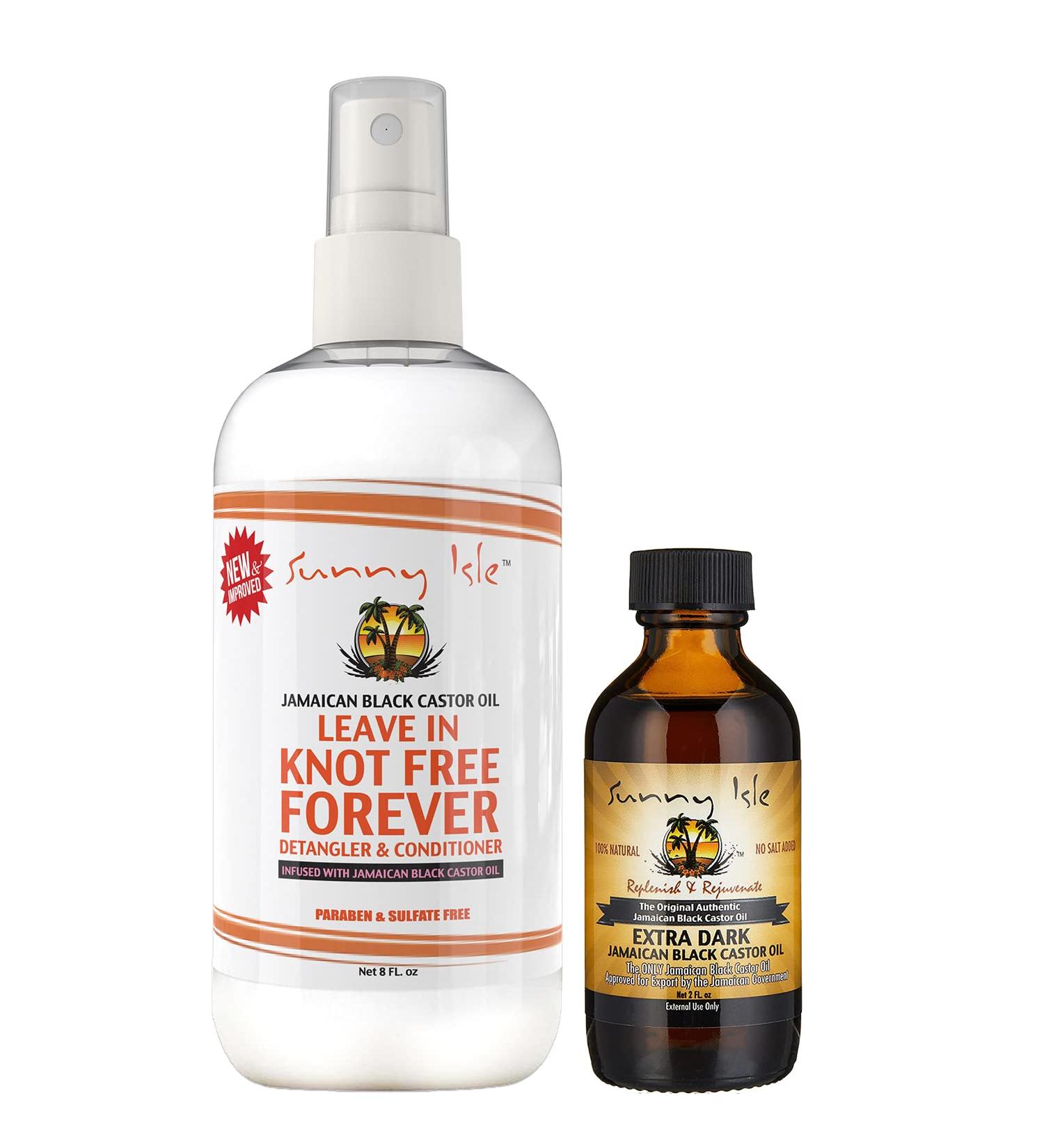Sunny Isle Jamaican Black Castor Oil Knot Free Leave-In Detangler & Conditioner Bundle - 8oz & 2oz | Moisturizes, Stimulates Hair Growth, Softens, Eliminates Frizz - Buy Online on GoSupps.com