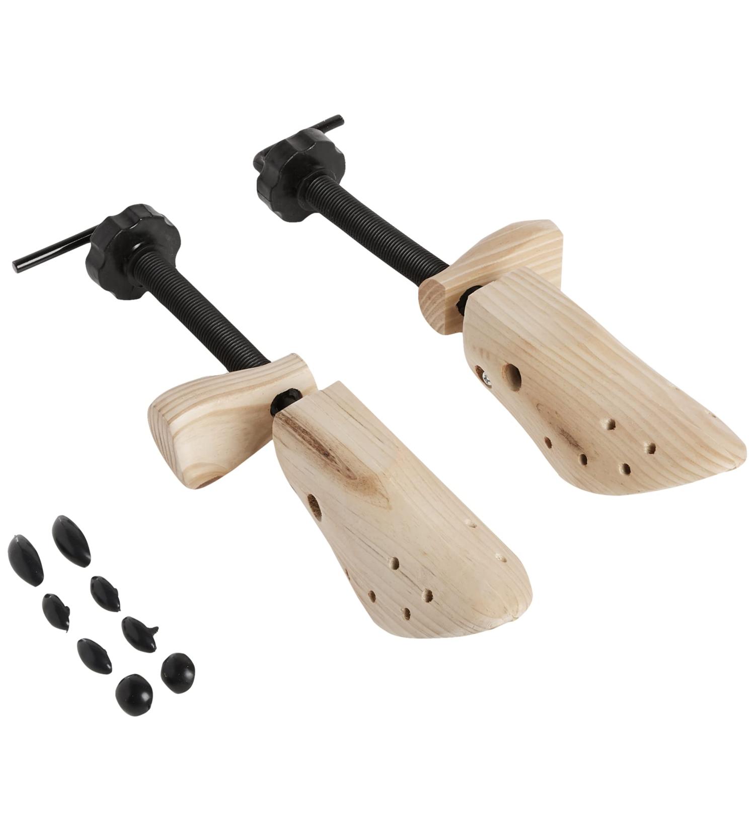 BlueDot Trading Wooden Adjustable Shoe Stretchers - Women 1 Pair with 4 Pressure Relief Plugs for Bunions, Calluses, Corns - Foot Relief Solution - Buy Online on GoSupps.com