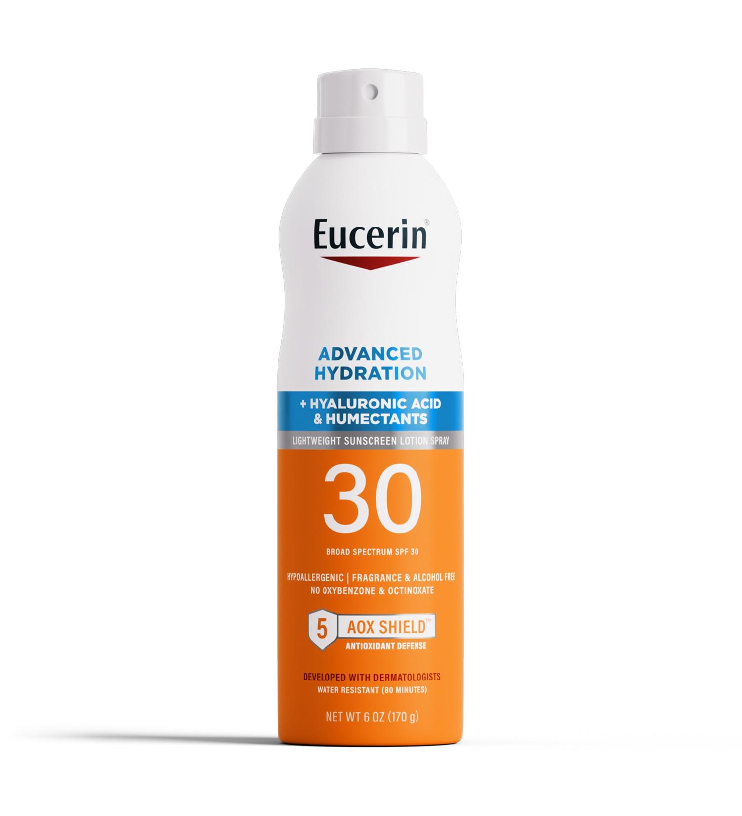 Eucerin Advanced Hydration SPF 30 Sunscreen Spray - Lightweight Hypoallergenic Fragrance & Alcohol Free - 6 Oz UV Protection - Buy Online on GoSupps.com