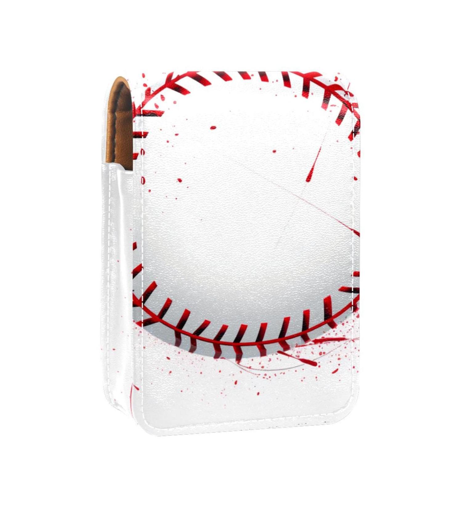 Travel Lipstick Organizer Case - Portable Makeup Bag with Mirror | Baseball Texture Print - E593i5fgze - Buy Online on GoSupps.com
