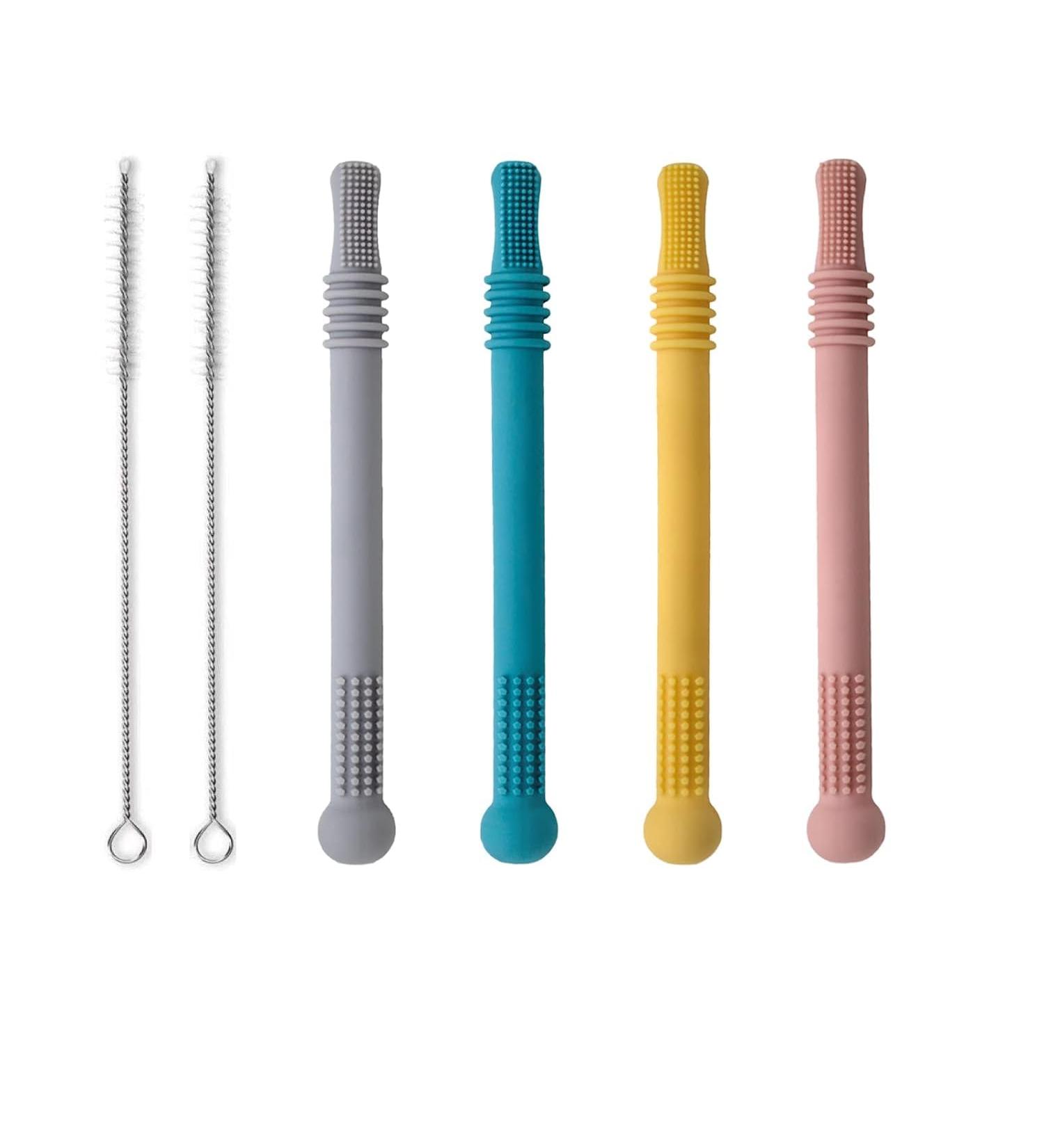Buy Danneeforsu7 Baby Bite Tube Set - 4 Silicone Bass Rings & Chewing Toys for Toddlers | Safe Teething Solutions with Cleaning Brushes - Buy Online on GoSupps.com
