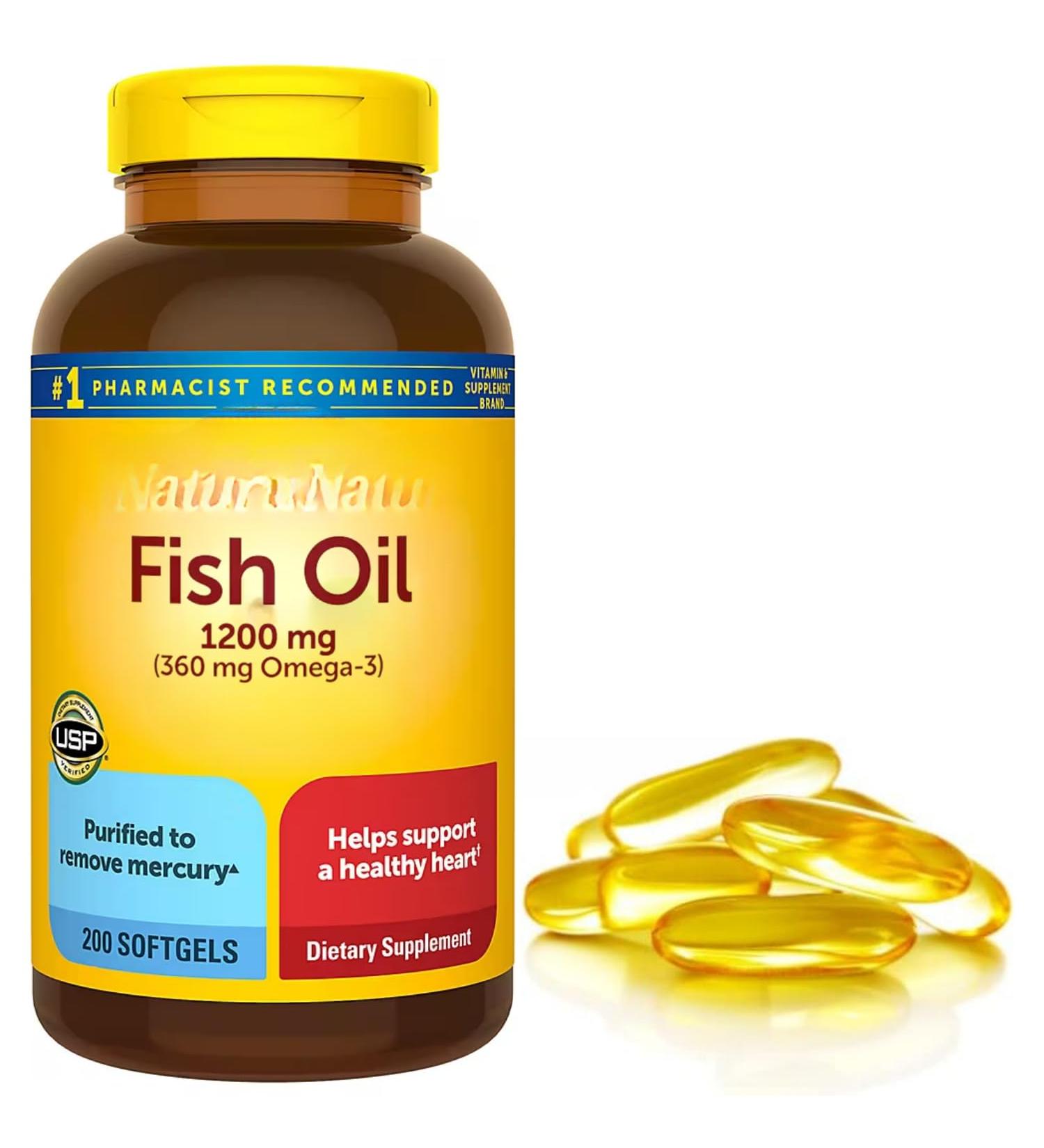 Omega 3 Fish Oil BurpLess Fish Oil 1200 mg Heart & Wellness Support Omega 3 Supplement with 300 Softgels (Pack of 1) - Buy Online on GoSupps.com