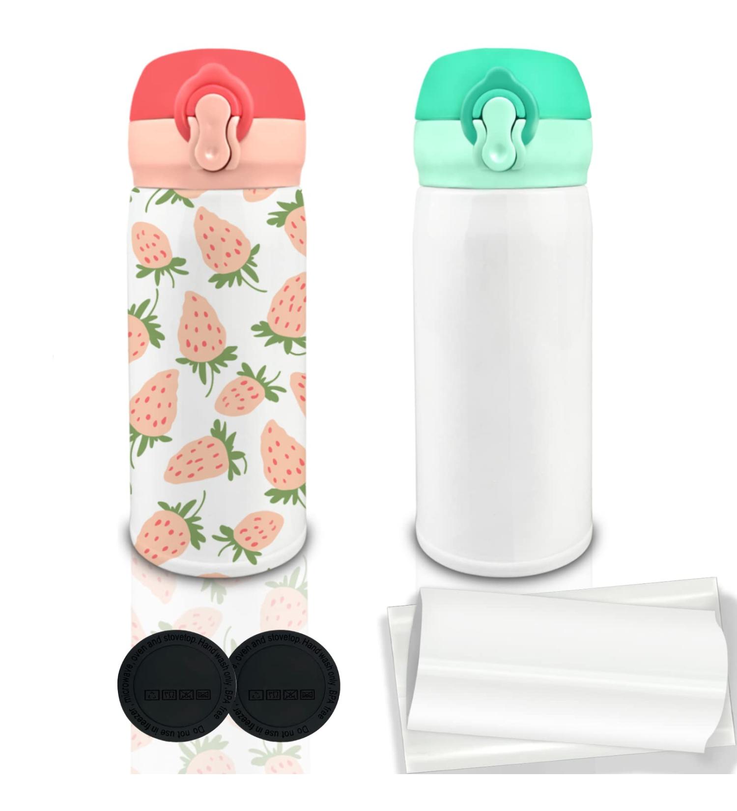 AIHeart Kids Sublimation Water Bottle 16oz - Stainless Steel Double Wall Vacuum Insulated Sport Bottle 2-Pack (Pink/Green) - Ideal for School & Travel - Buy Online on GoSupps.com