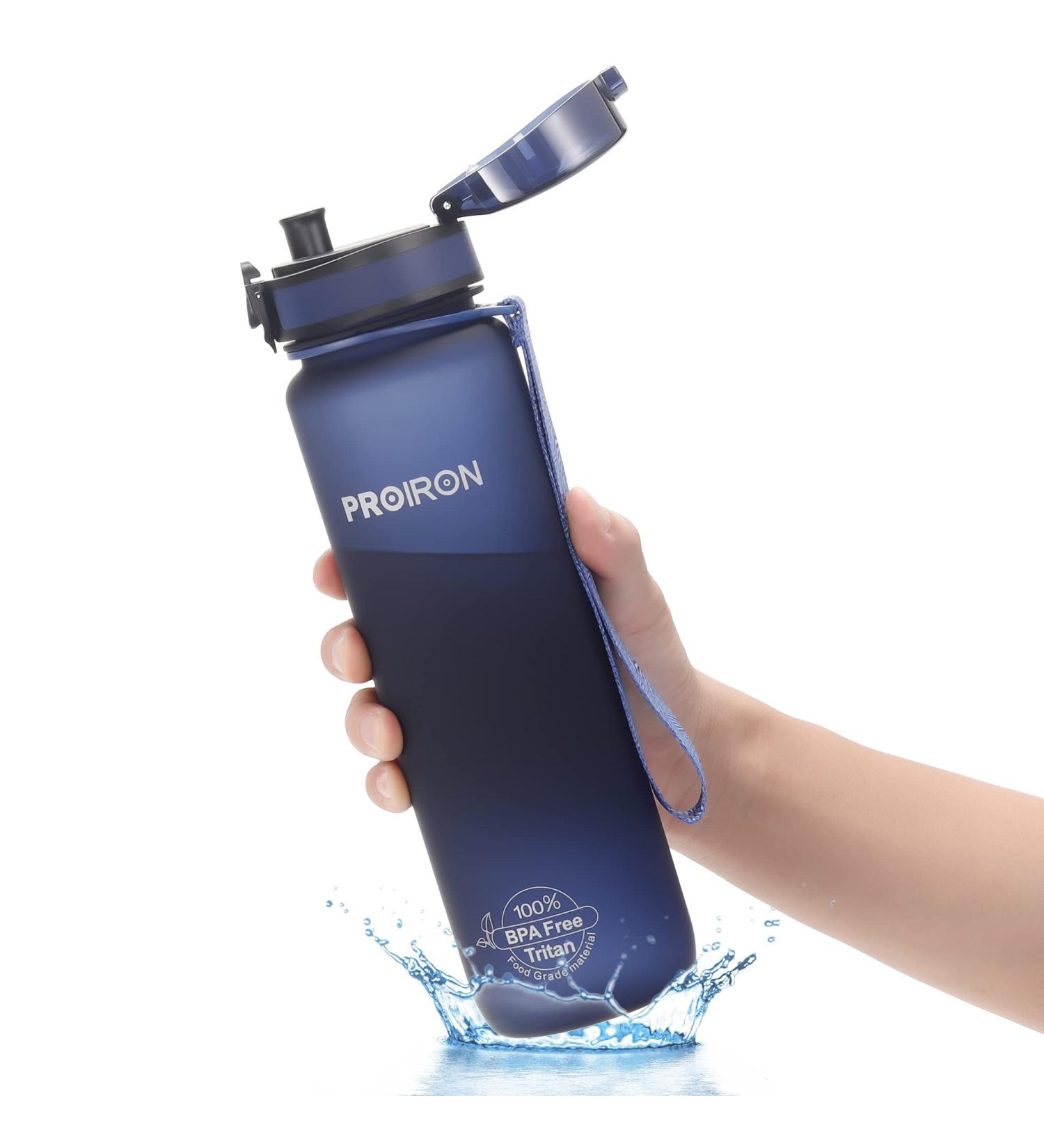 Proiron 1L/500ml Bike Bottle - Tritan Leakproof Sports Water Bottle with Tea Filter & Replacement Seals - Blue - Buy Online on GoSupps.com