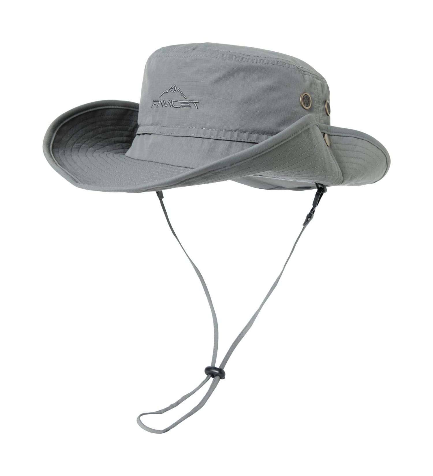Comhats UPF 50 Sun Hats - Wide Brim UV Protection Breathable Safari Hat for Fishing & Hiking - Waterproof Adjustable Chin Strap (M-L 00702_HELLGRAU) - Buy Online on GoSupps.com