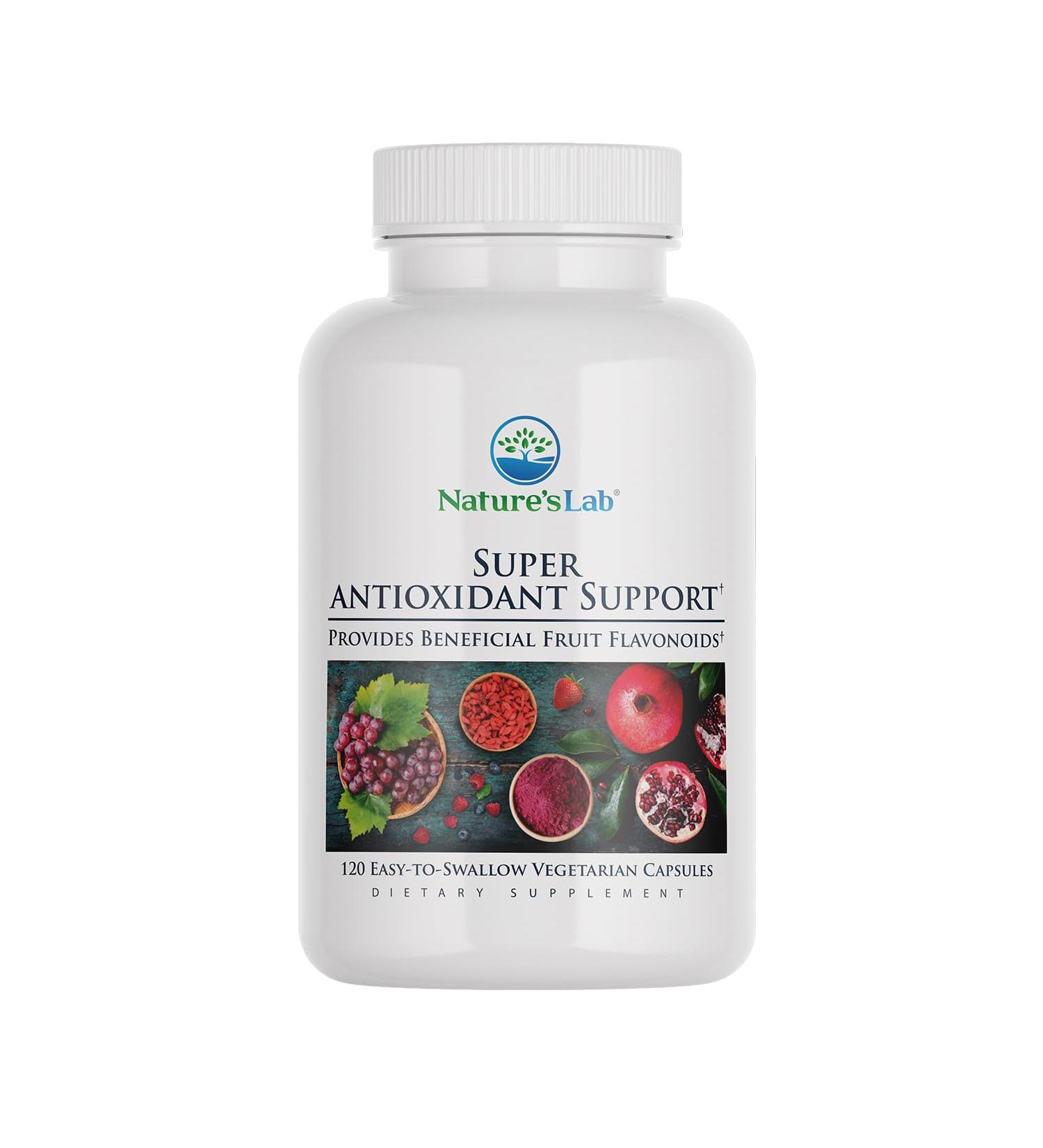 Nature's Lab Super Antioxidant Support - Resveratrol, Acai, Goji Berry, Noni Fruit, Pomegranate - 120 Capsules (60 Day Supply) 120 Count (Pack of 1) - Buy Online on GoSupps.com