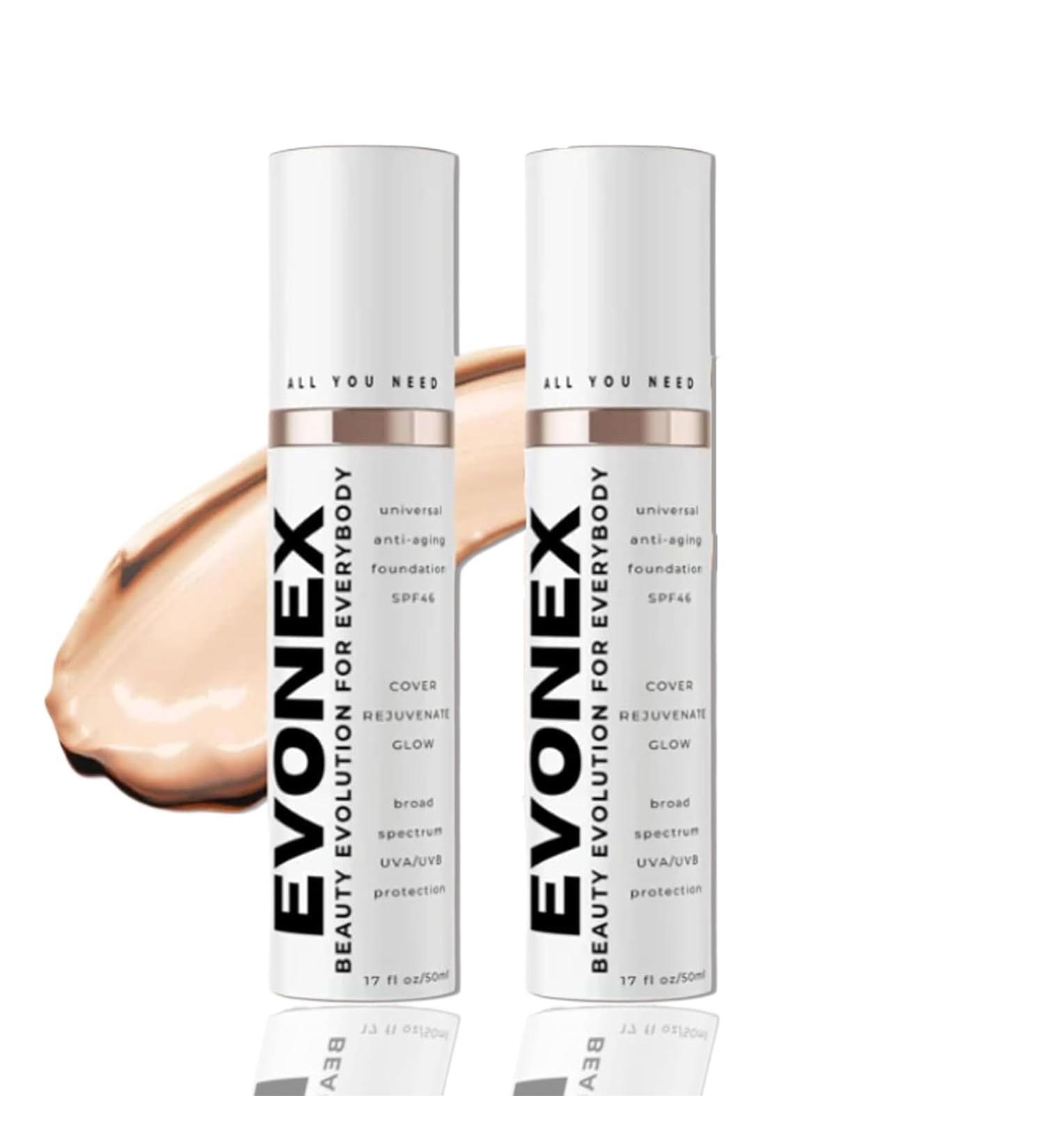 2 Pcs Evonex Age Defying Foundation Age Defying Serum Foundation Serum for Women Universal Tint Anti-Aging Tinted Moisturizer Cream Light Sheer Coverage Tinted Face Sunscreen - Buy Online on GoSupps.com
