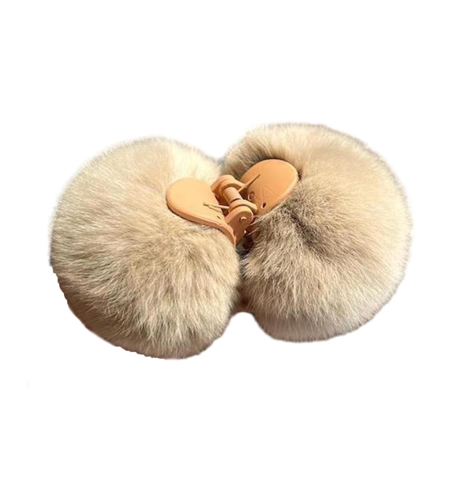Women Hair Clip Furry Plush Ball Decor Elastic Spring Anti-slip Strong Claw Hair Organization Hair Clamp Hair Gripper Lady Hair Coffee - Buy Online on GoSupps.com
