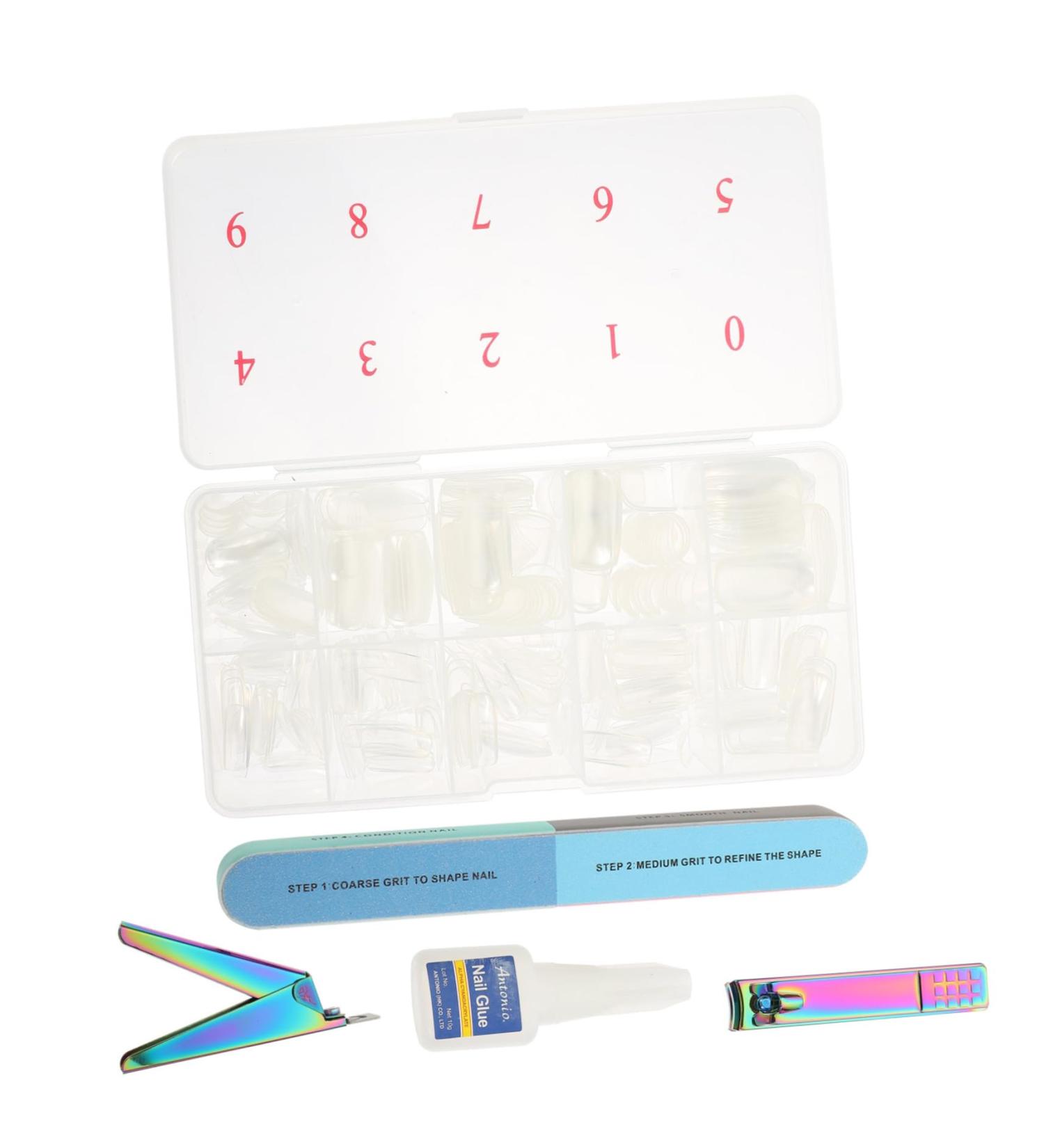 HAPINARY 1 Set Nail Set Nail Grooming Kit Cosmetology Kit French Style Nail Tips Nail Grinding Bar Nails Nail Polishing File Transparent Nail Tips Nail Cover Manicure Plastic Nail Scissors 13X7cm Assorted Color 3 - Buy Online on GoSupps.com