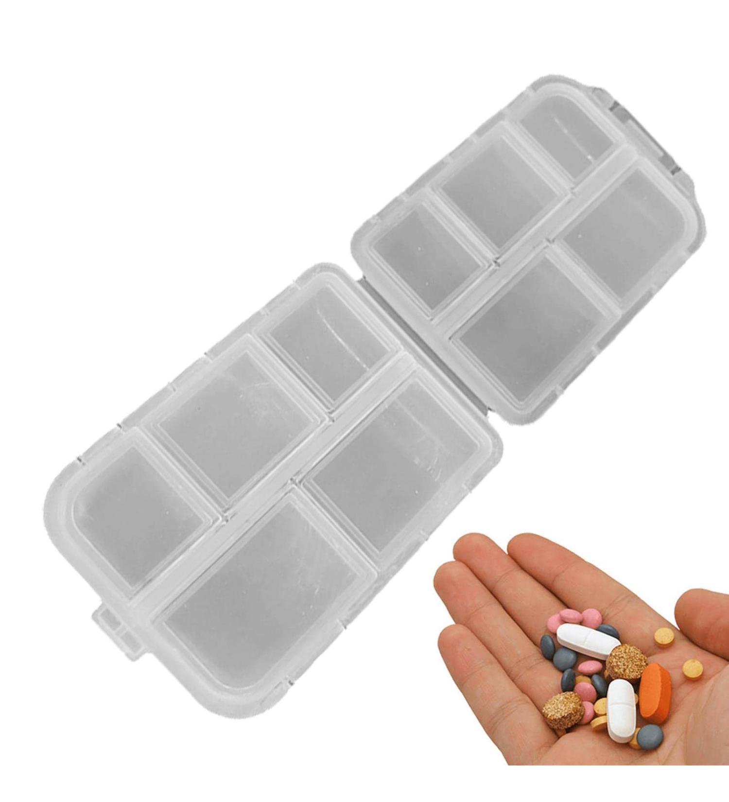 Travel Pill Organizer Box - Foldable Personal Daily Pill Case with 10 Grids Travel Pill Holder for Vitaming Fish Oils White - Buy Online on GoSupps.com