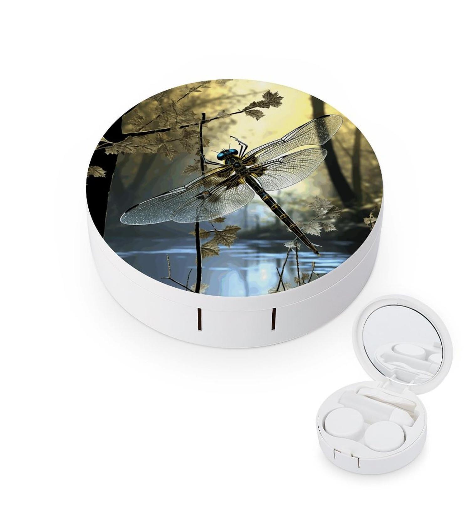 Dragonflies Print Contact Lens Case - Stylish & Portable Care Box for Travel | Shop Now - Buy Online on GoSupps.com