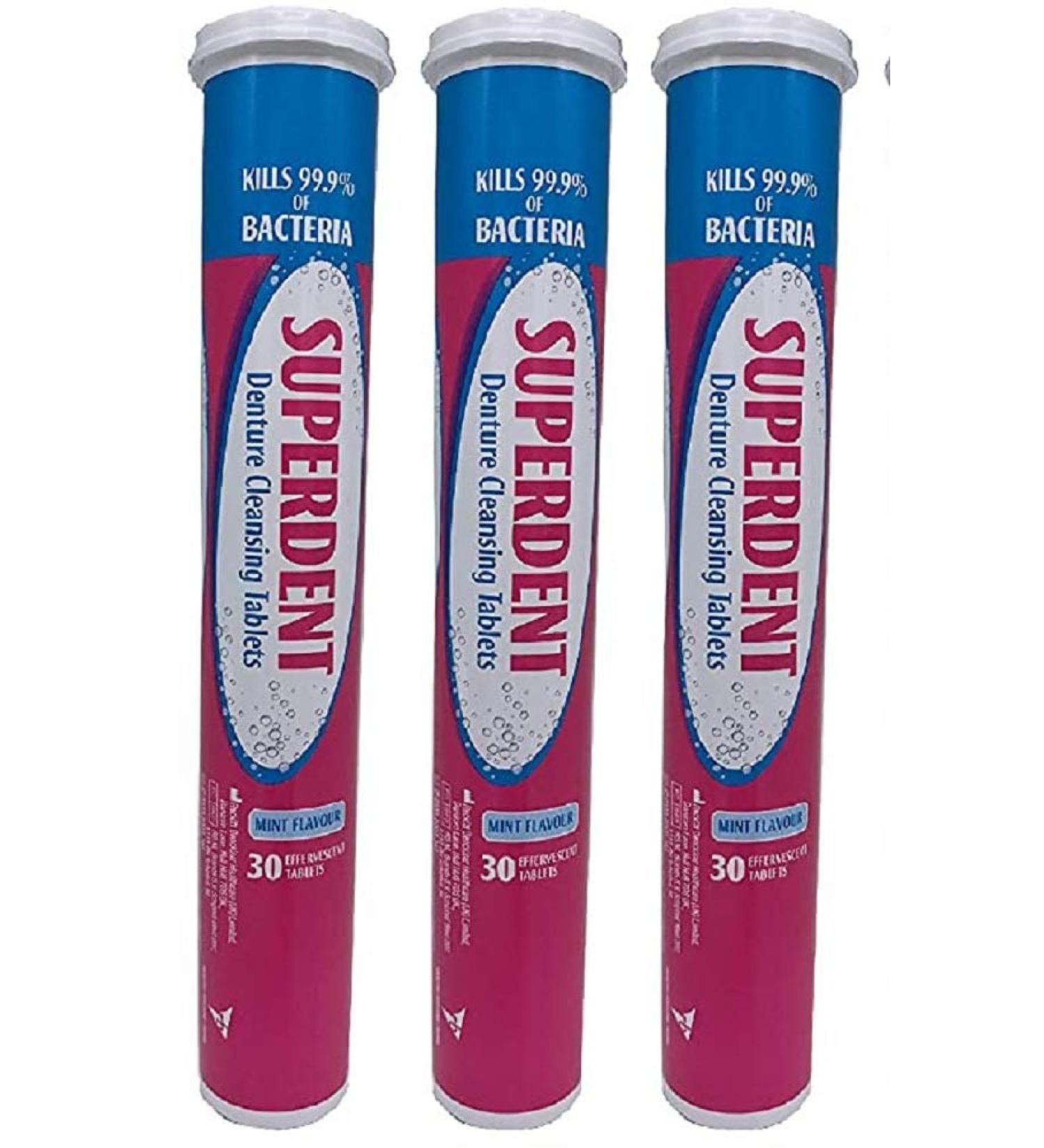 Effervescent Superdent Denture Cleansing Tablets (Pack of 3)