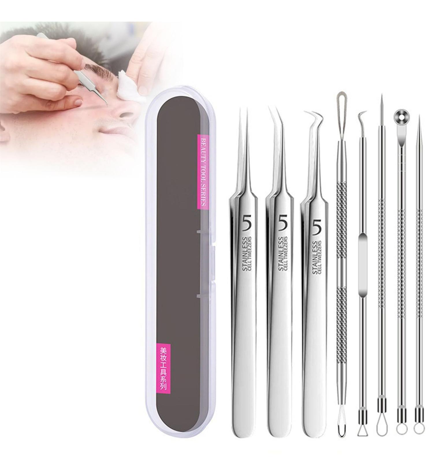 Usiveinborn Blackhead Remover Usiveinborn Tweezers Usiveinborn Facial Blackhead Remover Tool Usiveinborn Professional Stainless Steel Facial Blackhead Remover Tweezers (C-8pc) - Buy Online on GoSupps.com