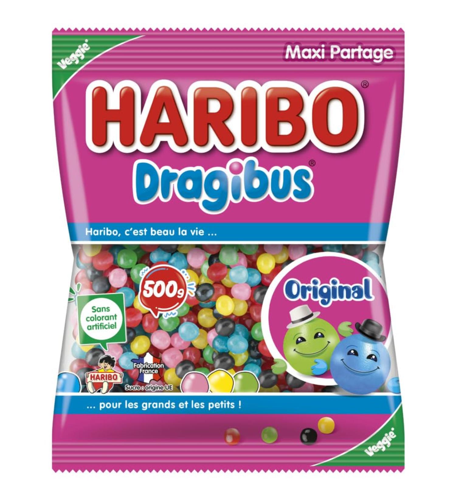 HARIBO - Dragibus - Bonbons Sans Colorants Artificiels & Sans G latine - Sachet 500 g